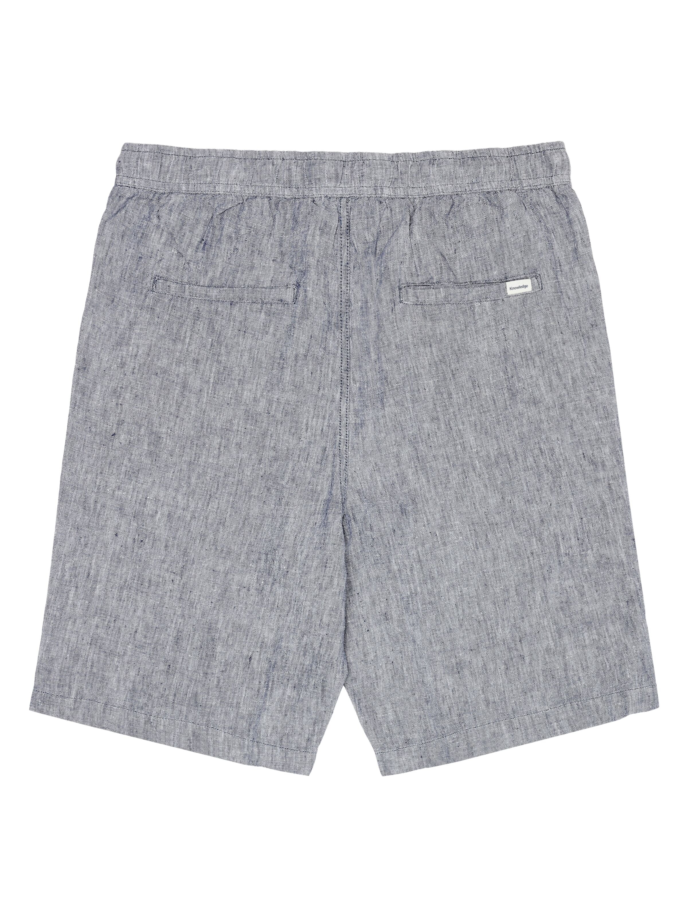 knowledge cotton apparel homme short fig loose lin bio bleu l armoire poethique  3