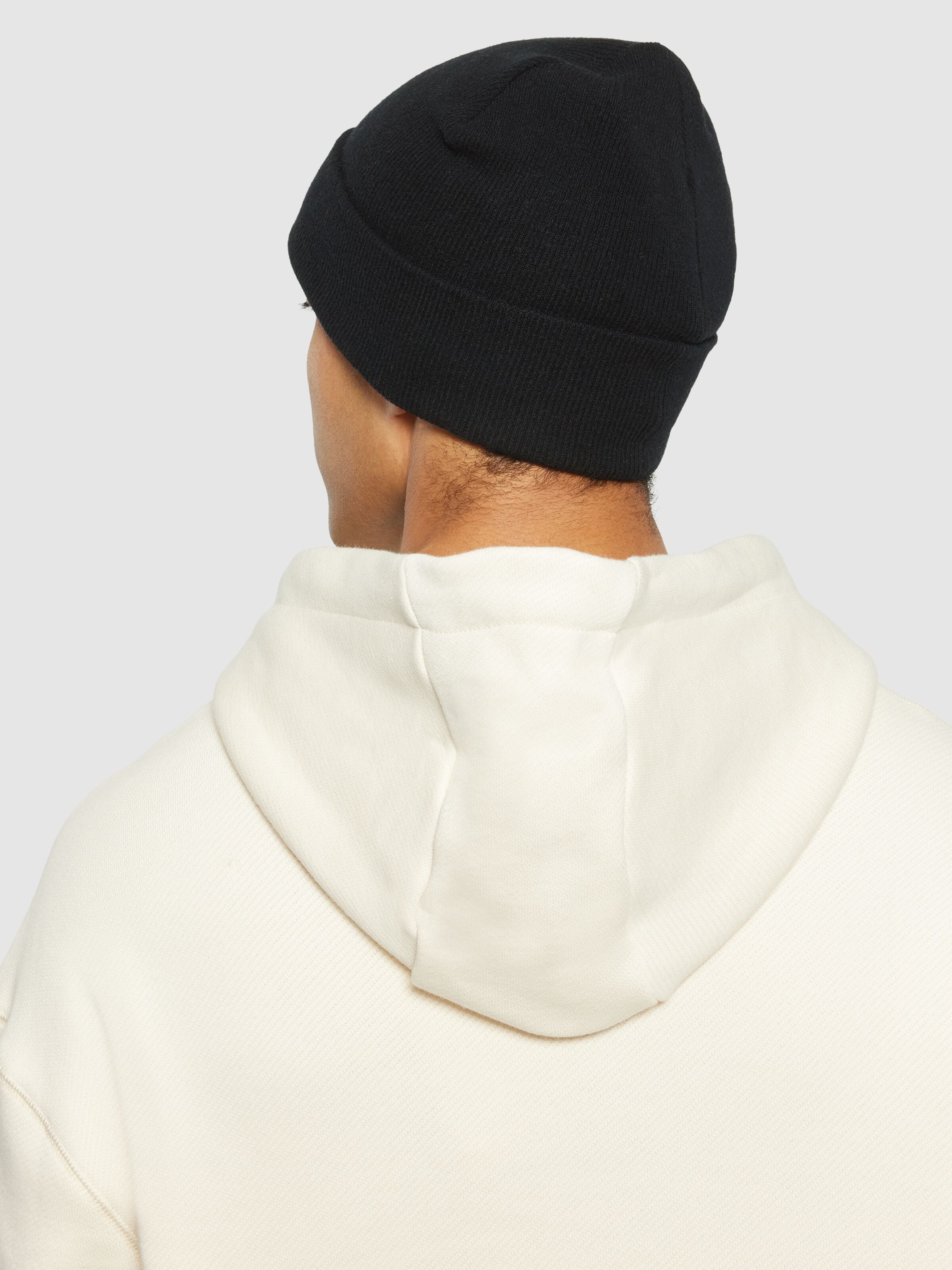 knowledge cotton apparel unisexe bonnet double layer whool beanie laine noir l armoire poethique  2