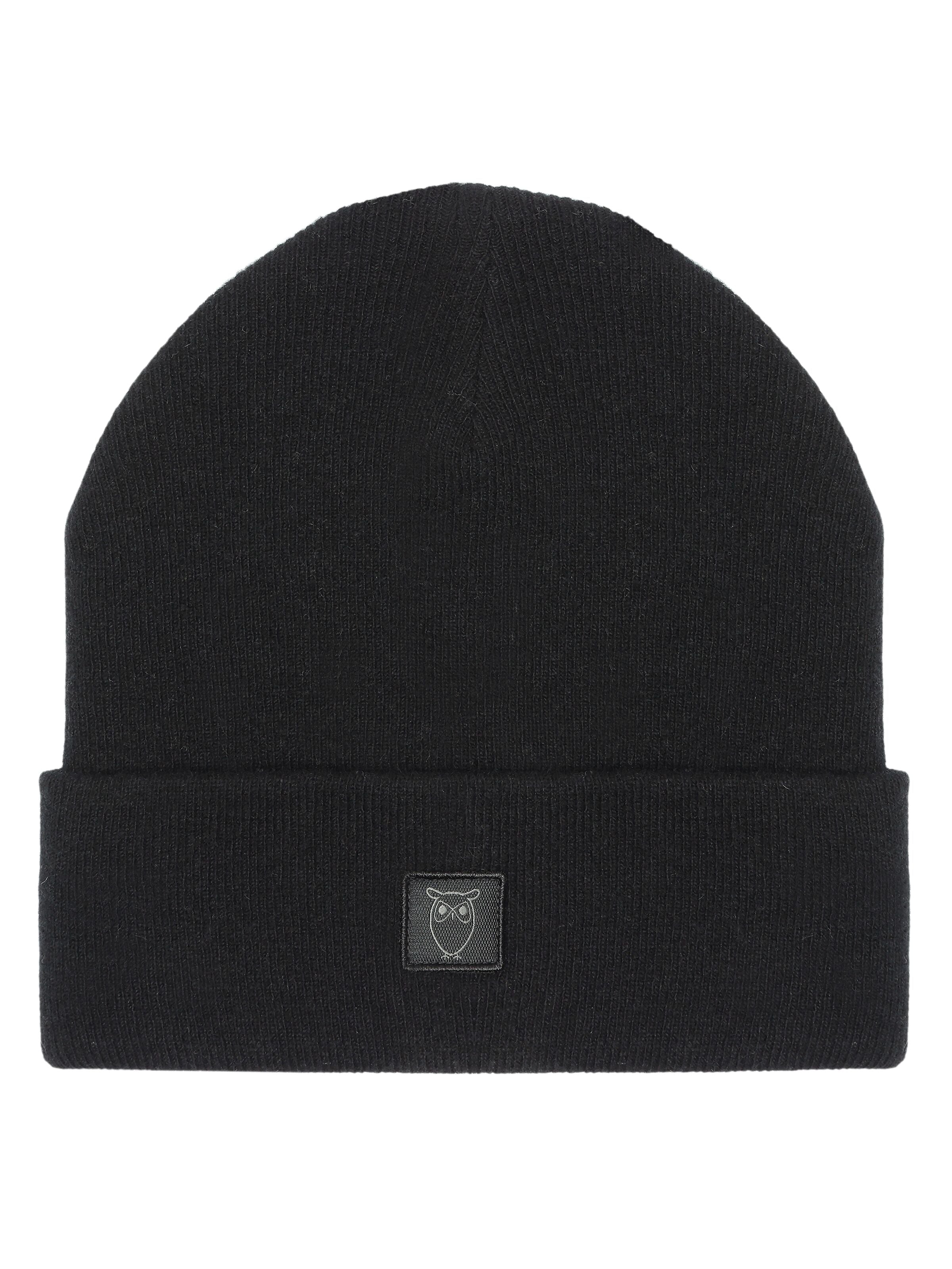 knowledge cotton apparel unisexe bonnet double layer whool beanie laine noir l armoire poethique  4