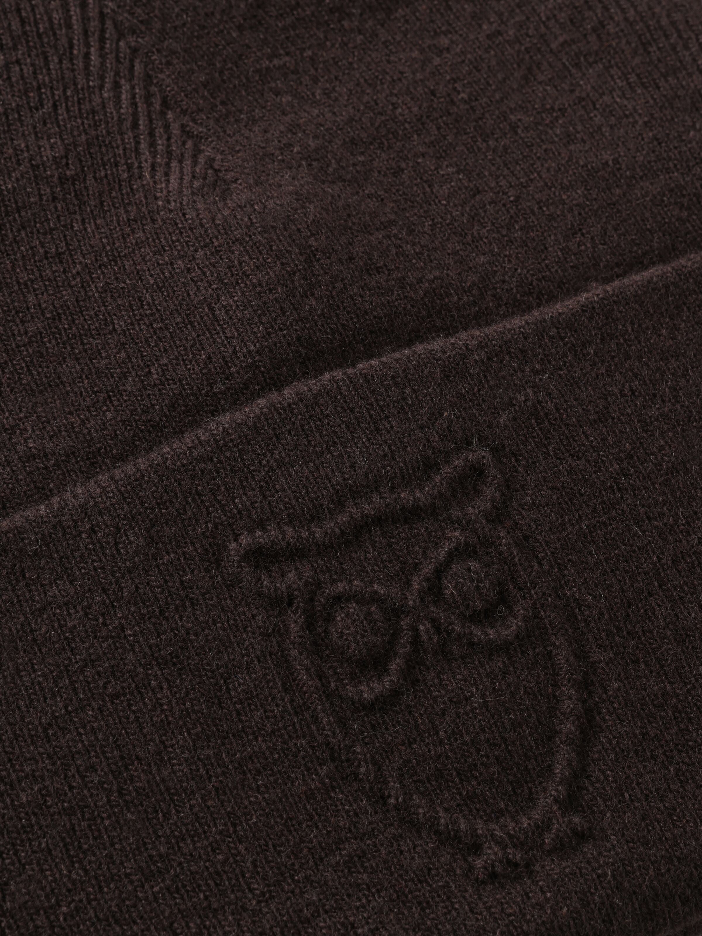 knowledge cotton apparel unisexe bonnet logo embossed laine marron l armoire poethique 2