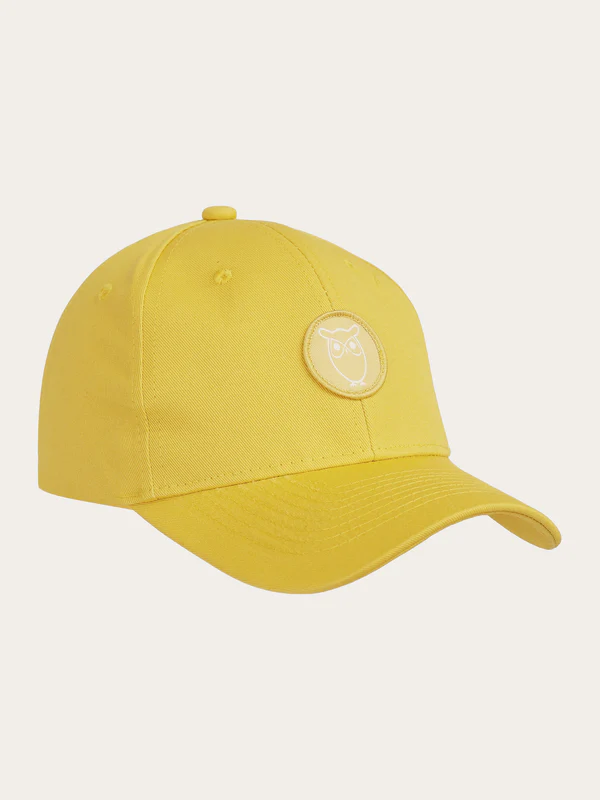 knowledge cotton apparel unisexe casquette twill baseball cap misted yellow coton bio jaune l armoire poethique 1