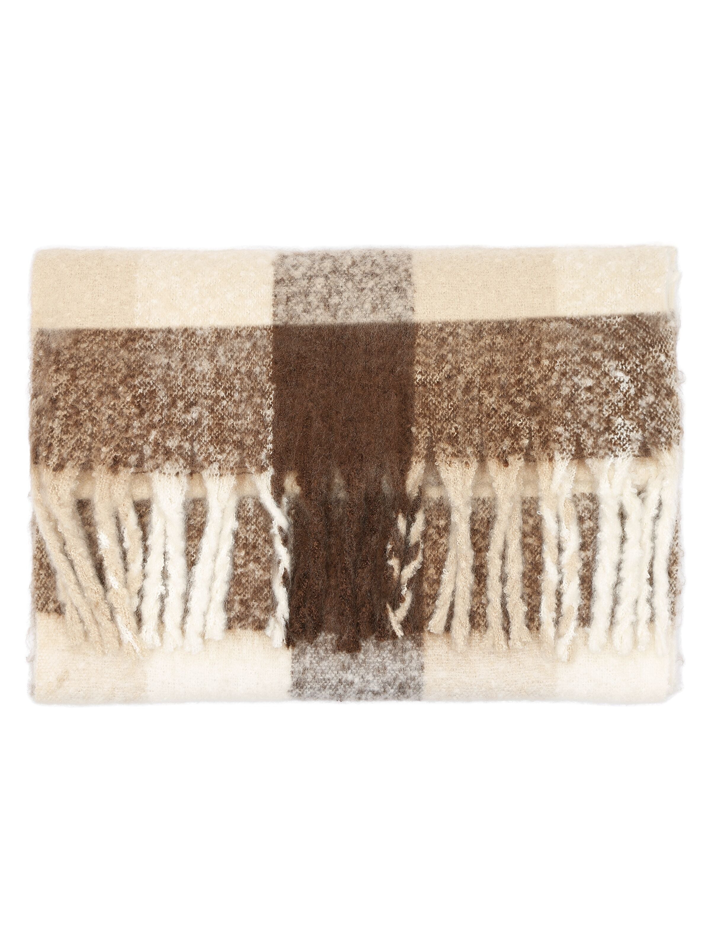 knowledge cotton apparel unisexe echarpe check scarf polyester recycle marron l armoire poethique 6