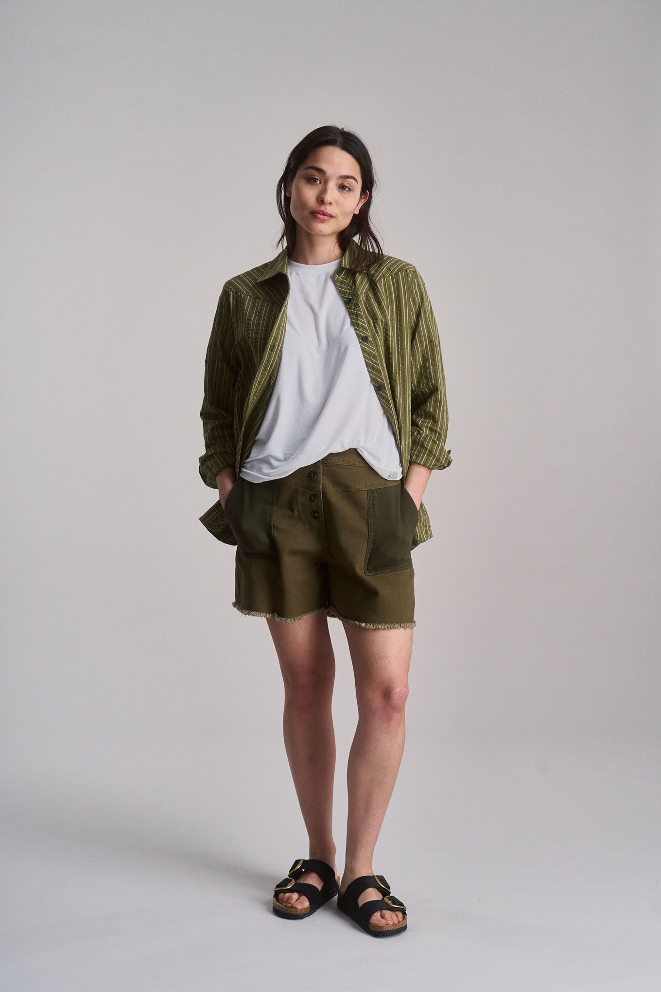 komodo femme chemise rio green stripe coton bio l armoire poethique 2