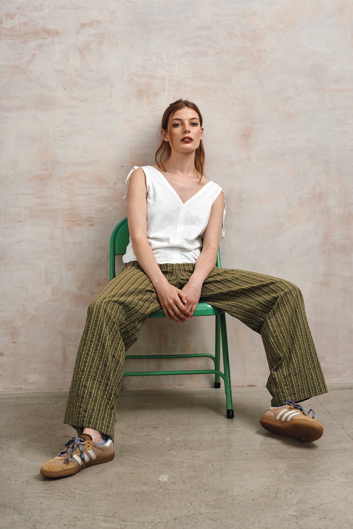 komodo femme pantalon lion green stripe coton bio l armoire poethique  3