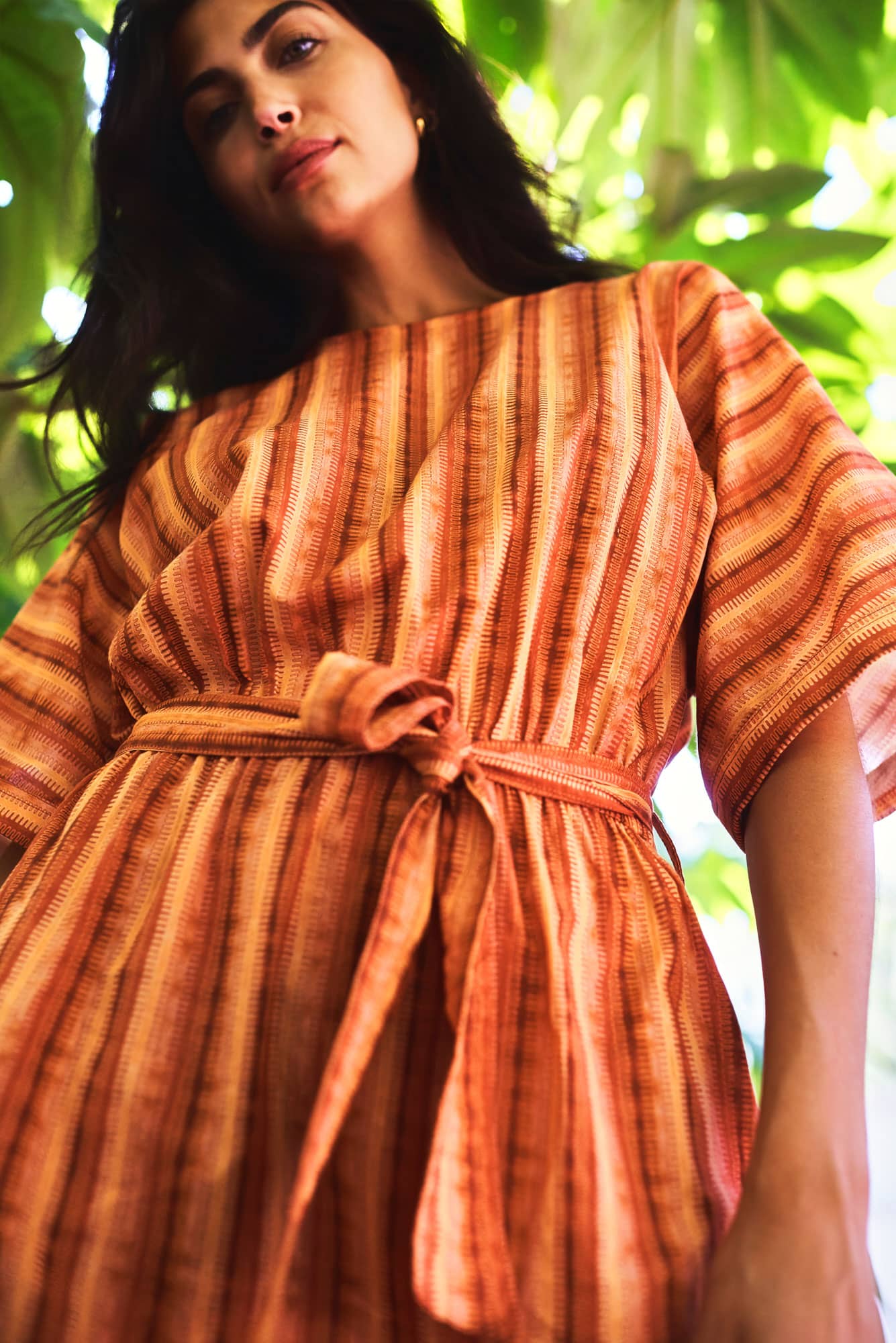 Robe en coton bio azul · pêche rayé