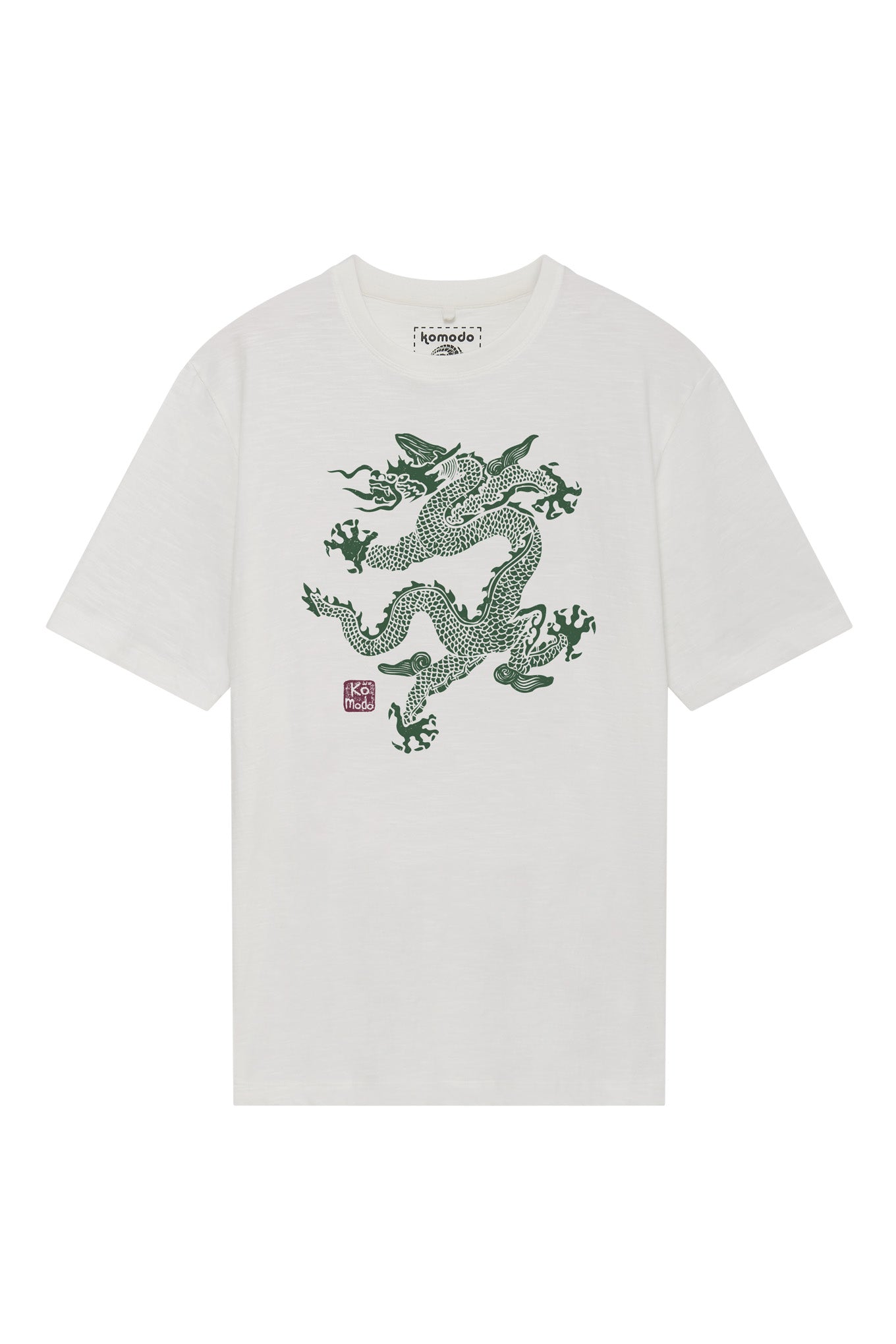 komodo homme tee shirt dragon coton bio blanc vert l armoire poethique  2