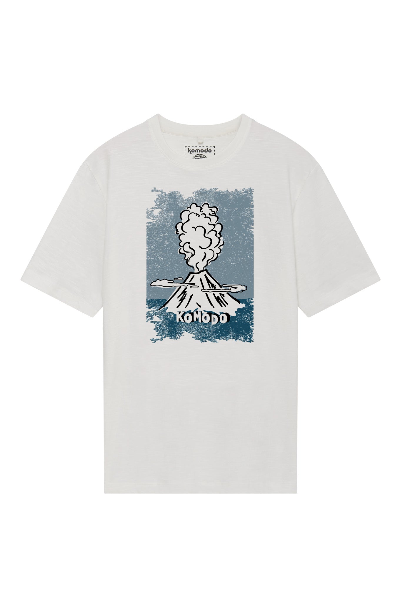 komodo homme tee shirt volcan coton bio blanc bleu l armoire poethique  1