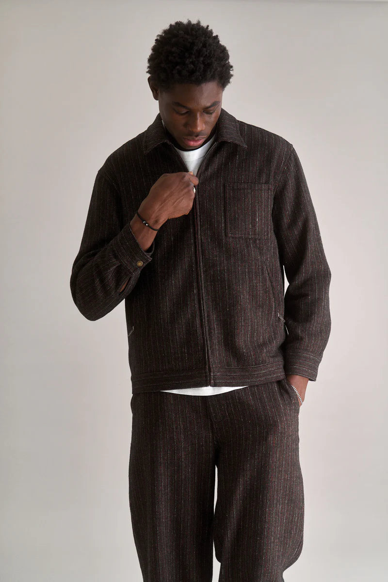 Gabe recycled polyester jacket · brown with thin stripes