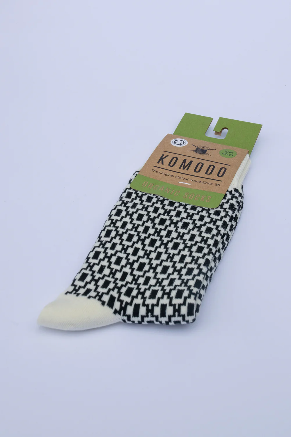 komodo unisexe chaussettes diamond papyrus coton bio creme noir l armoire poethique 1