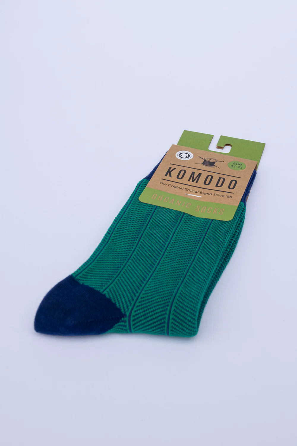 komodo unisexe chaussettes herringbone green coton bio bleu vert l armoire poethique 1