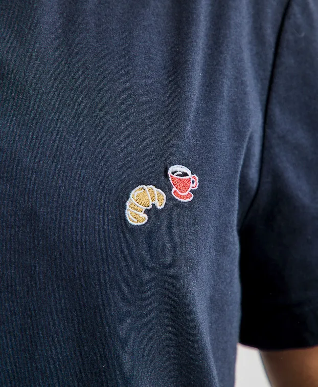 la gentle factory homme t shirt cafe croissant baptiste coton bio bleu marine l armoire poethique 1