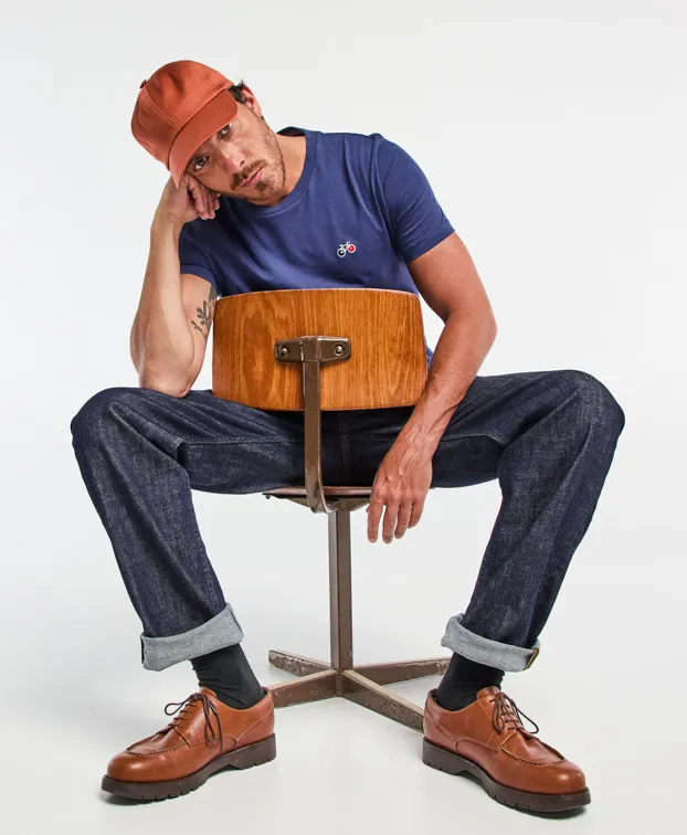 la gentle factory homme t shirt velo barthelemien coton bio indigo l armoire poethique 5