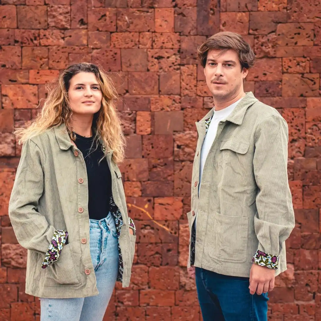 Veste en velours de coton côtelé Saloum · vert amande