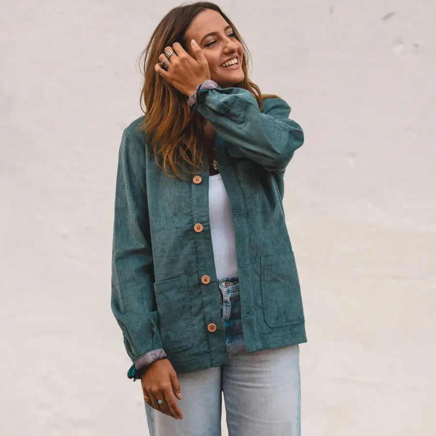 le petit dakarois unisexe veste velours coton wax podor bleu canard l armoire poethique  3