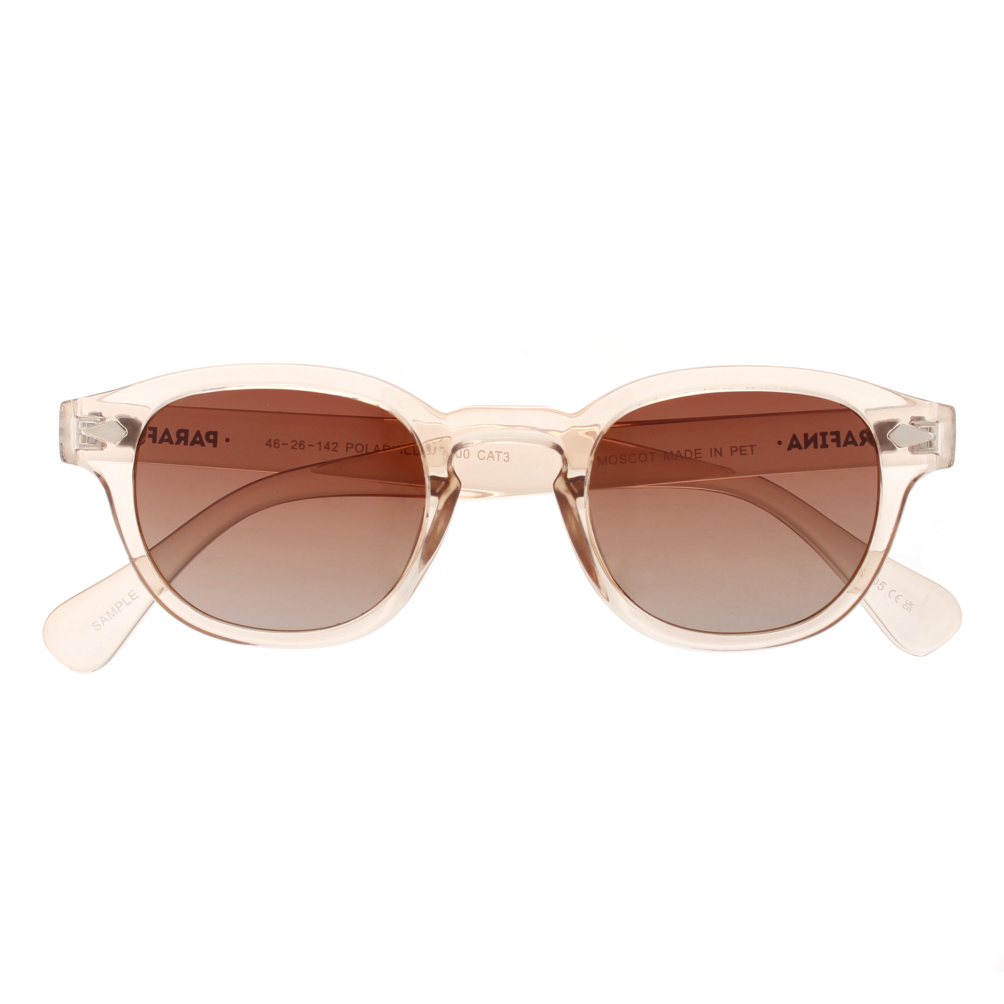 lunettes de soleil en bouteilles de plastique recycles montana transparent nude gradient brown rose ple transparent parafina unisexe lunettes montana bouteille recyclee nude l armoire poethique 2