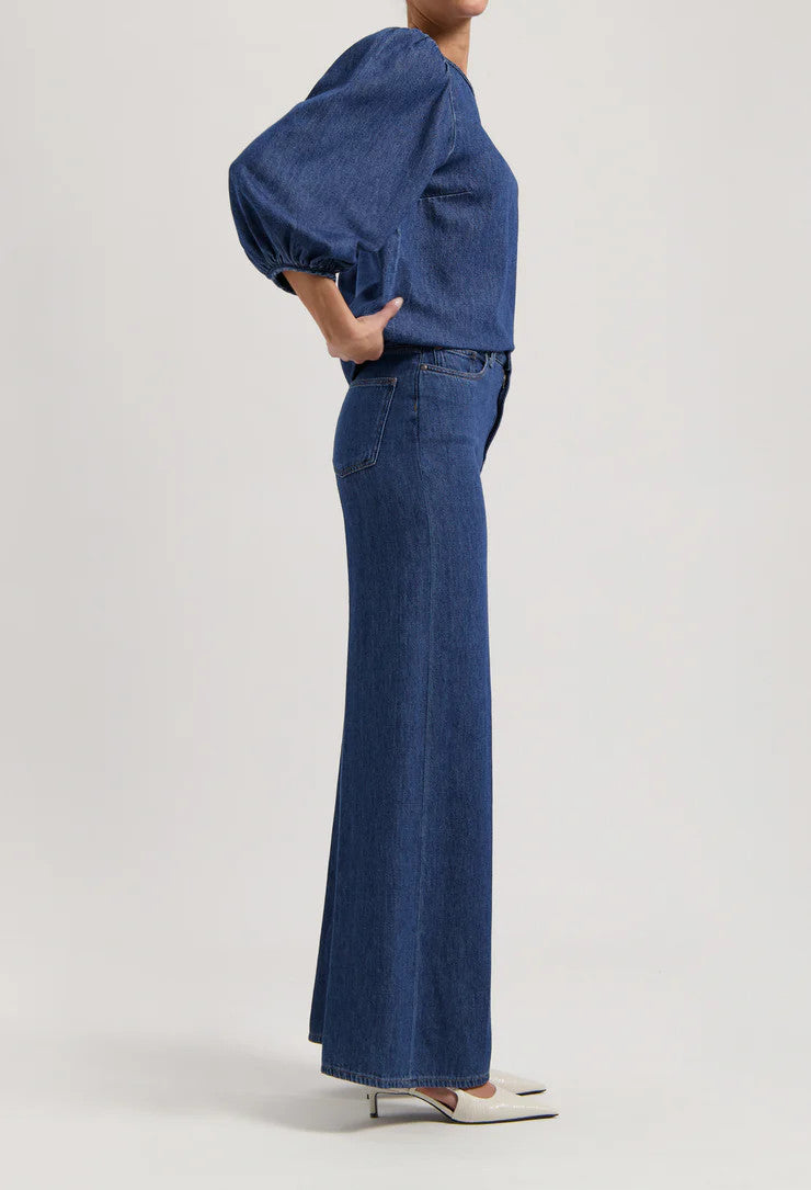 mud jeans femme blouse gloria flow stone indigo coton bio lin recycle l armoire poethique 3