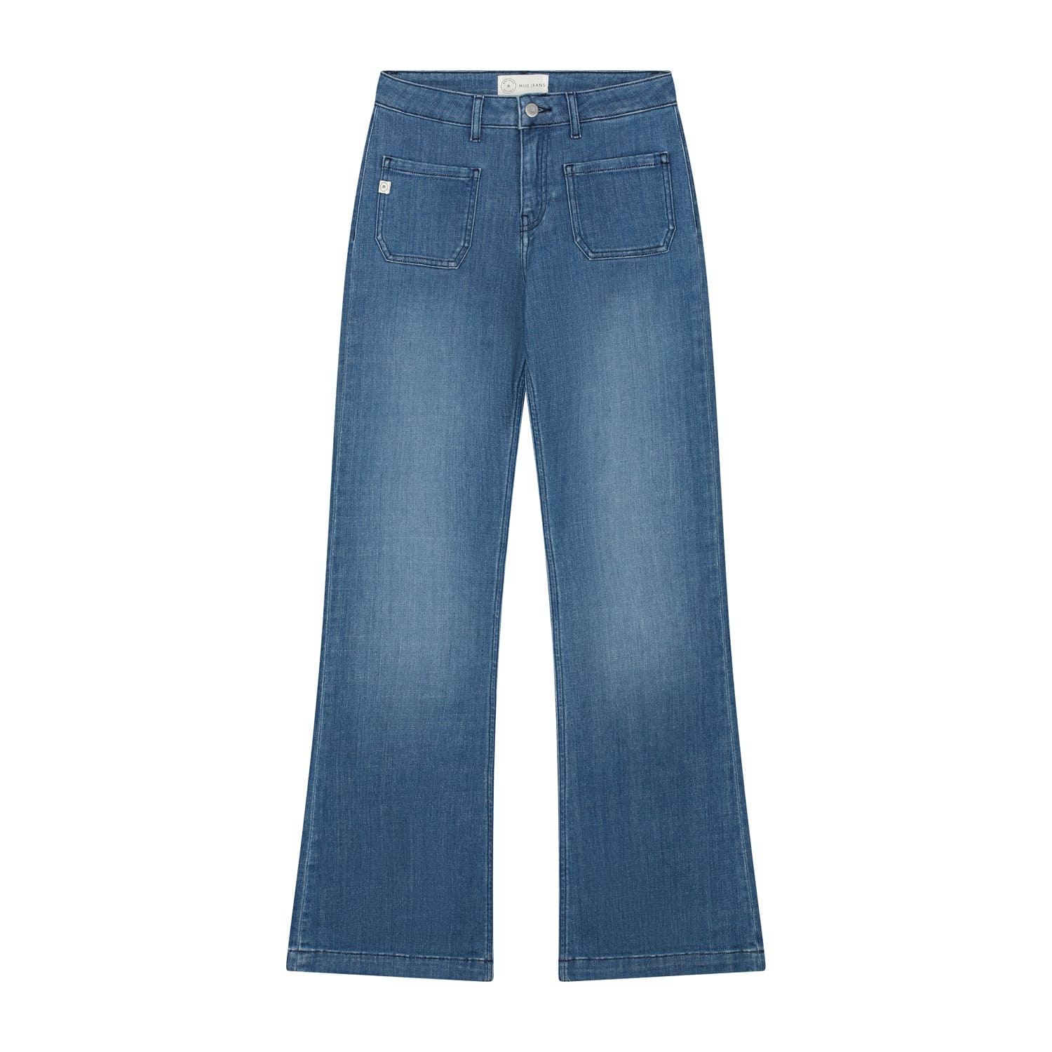 mud jeans femme flared chique coton bio bleu denim l armoire poethique 1