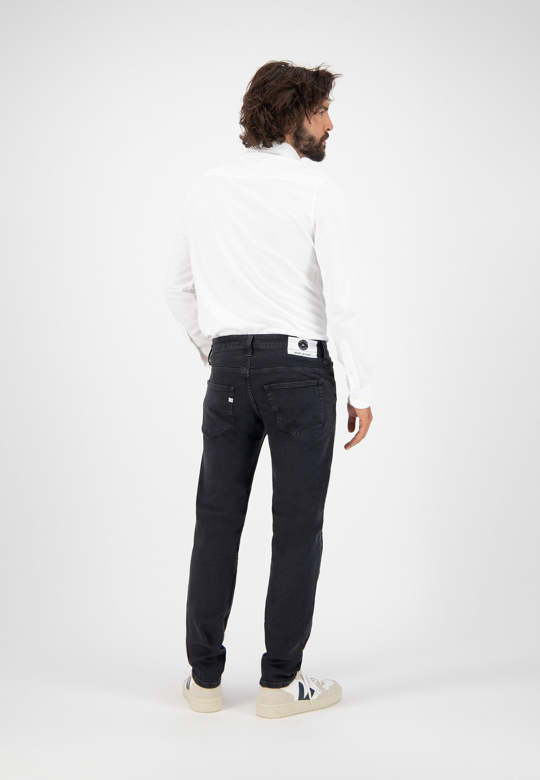 Stretch straight jeans in organic cotton and recycled cotton · washed black - regular dunn stretch stone black