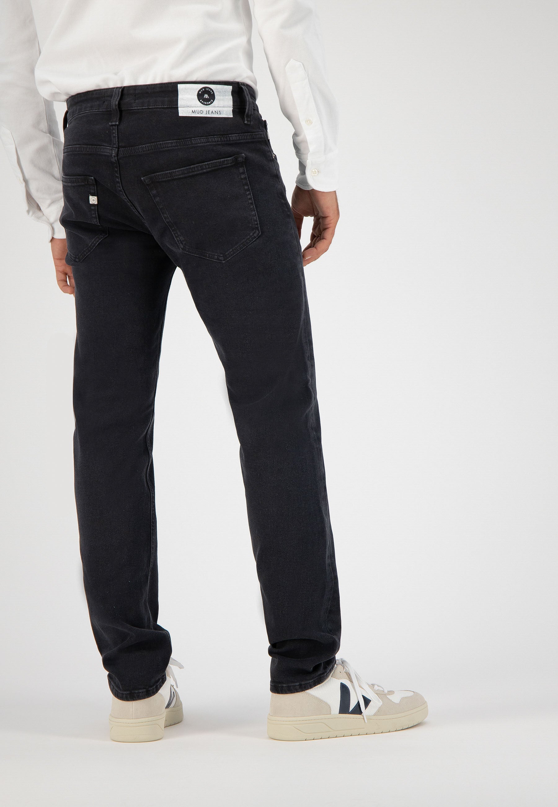 Stretch straight jeans in organic cotton and recycled cotton · washed black - regular dunn stretch stone black
