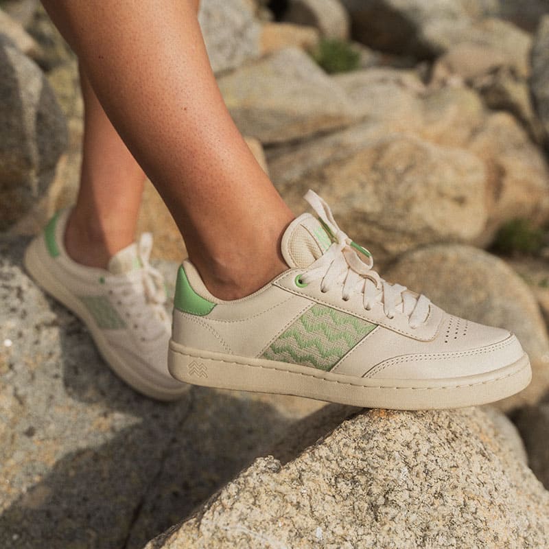 ngo shoes, saigon 24, unisexe, cuir, blanc et pistache, baskets écoresponsables, armoire poéthique