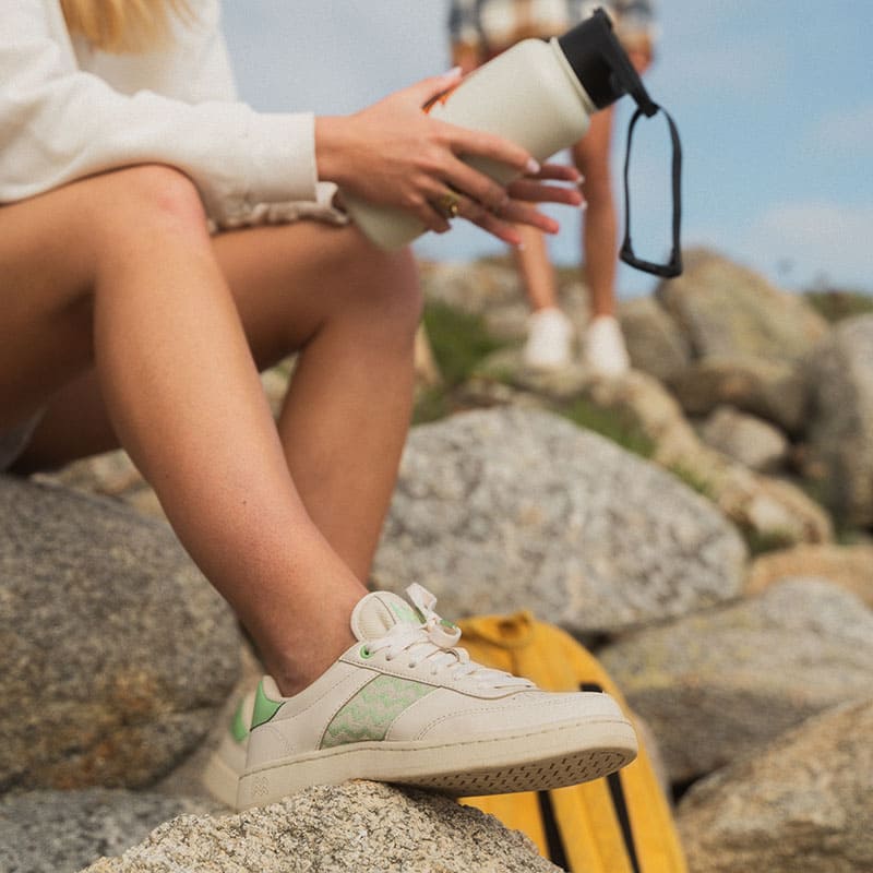 ngo shoes, saigon 24, unisexe, cuir, blanc et pistache, baskets écoresponsables, armoire poéthique