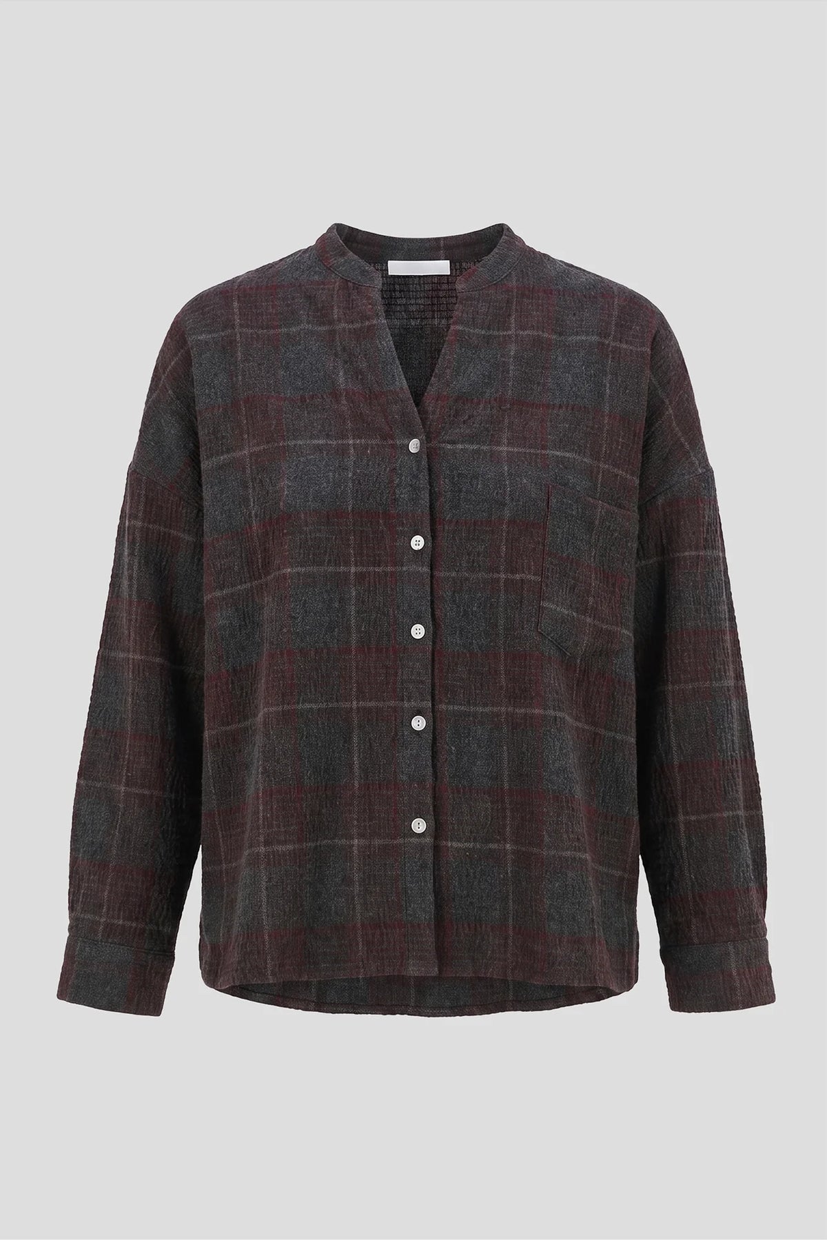 pan femme blouse a carreaux en lyocell bordeaux blusa cuadros grises l armoire