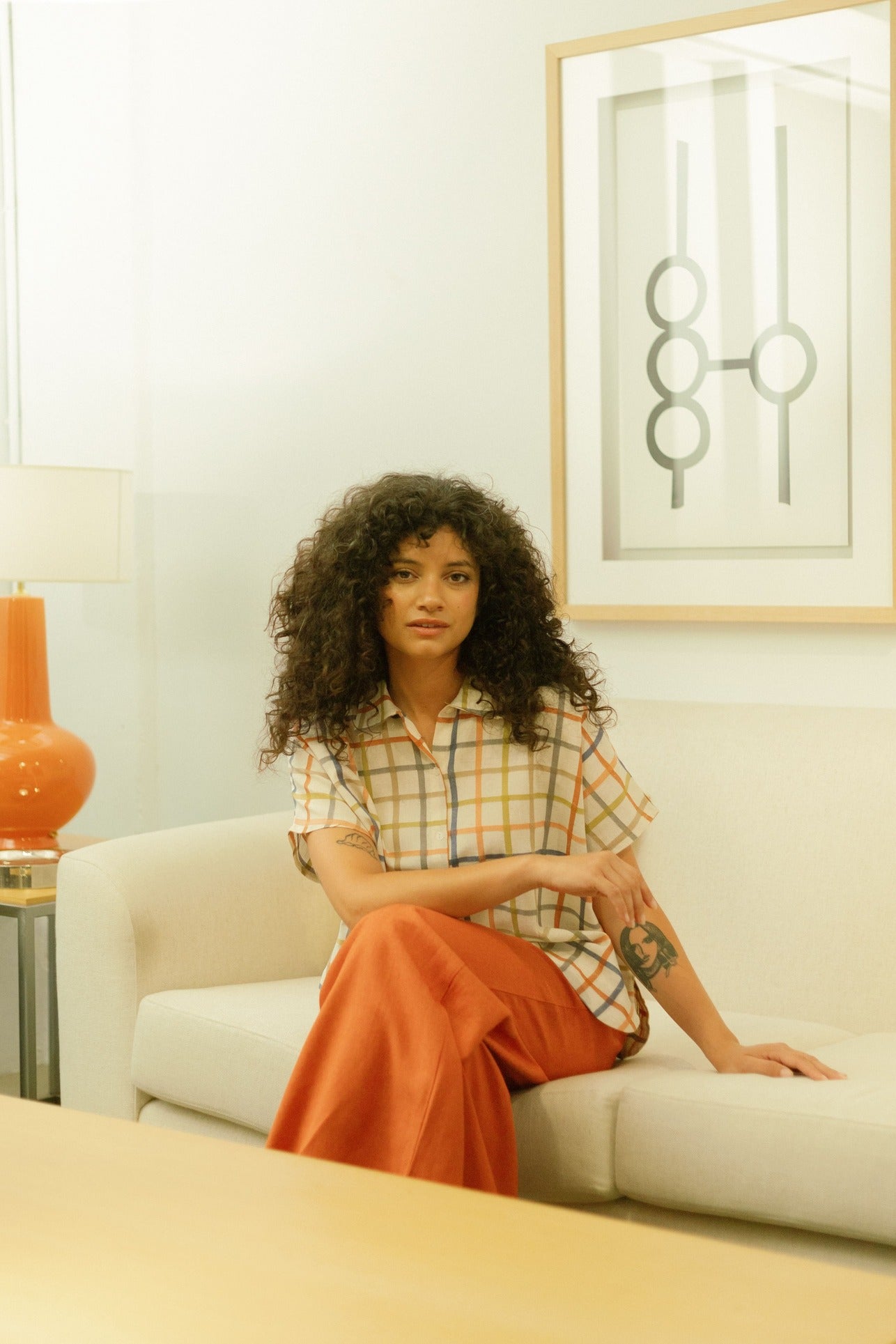 pan femme blouse blusa cuadros colores ecru multicolore coton lin l armoire poethique 3