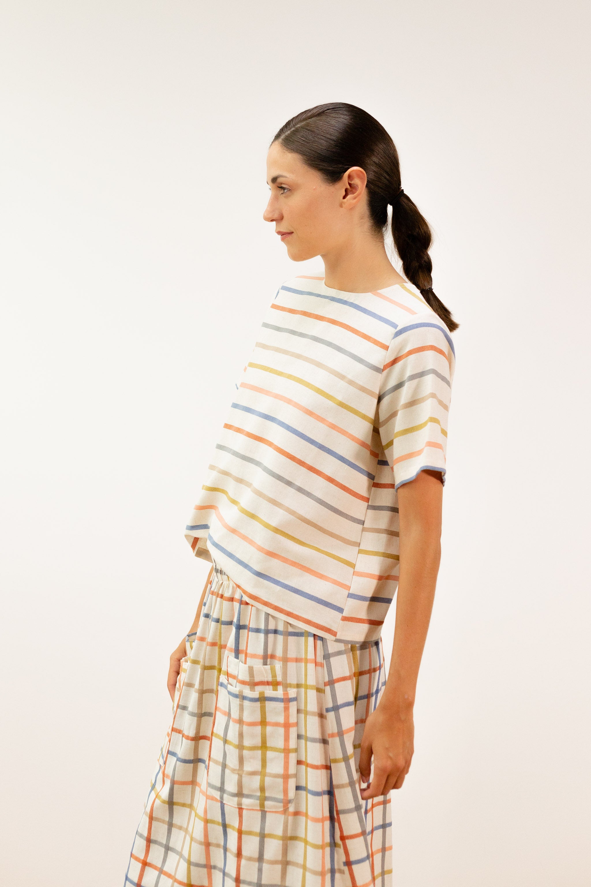 pan femme blouse blusa rayas colores ecru multicolore coton lin l armoire poethique 2