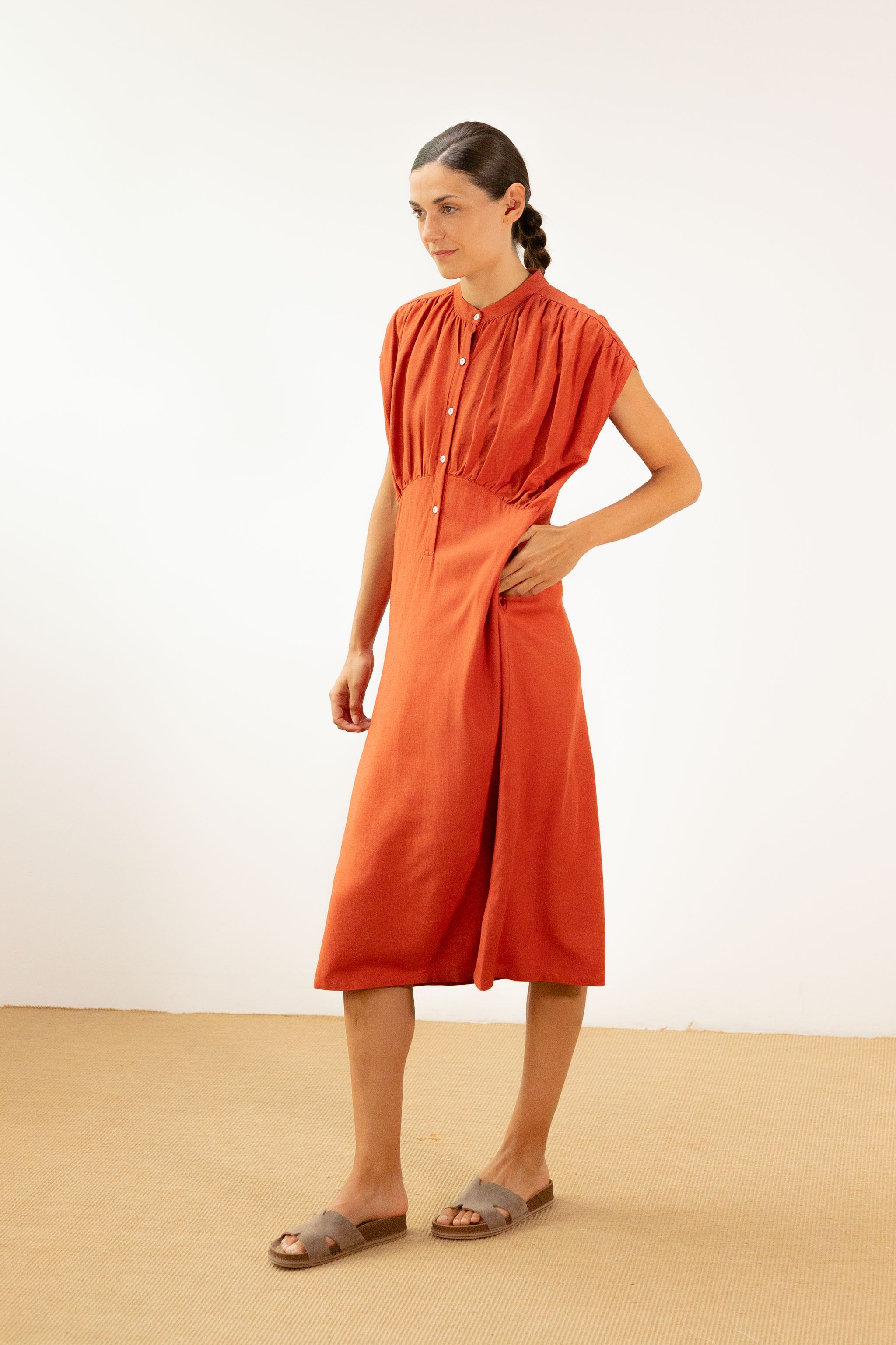 pan femme robe vestido caldero orange viscose lin l armoire poethique 1