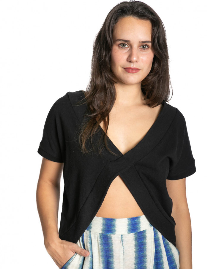 pan femme t shirt camiseta negra noir coton bio l armoire poethique 4