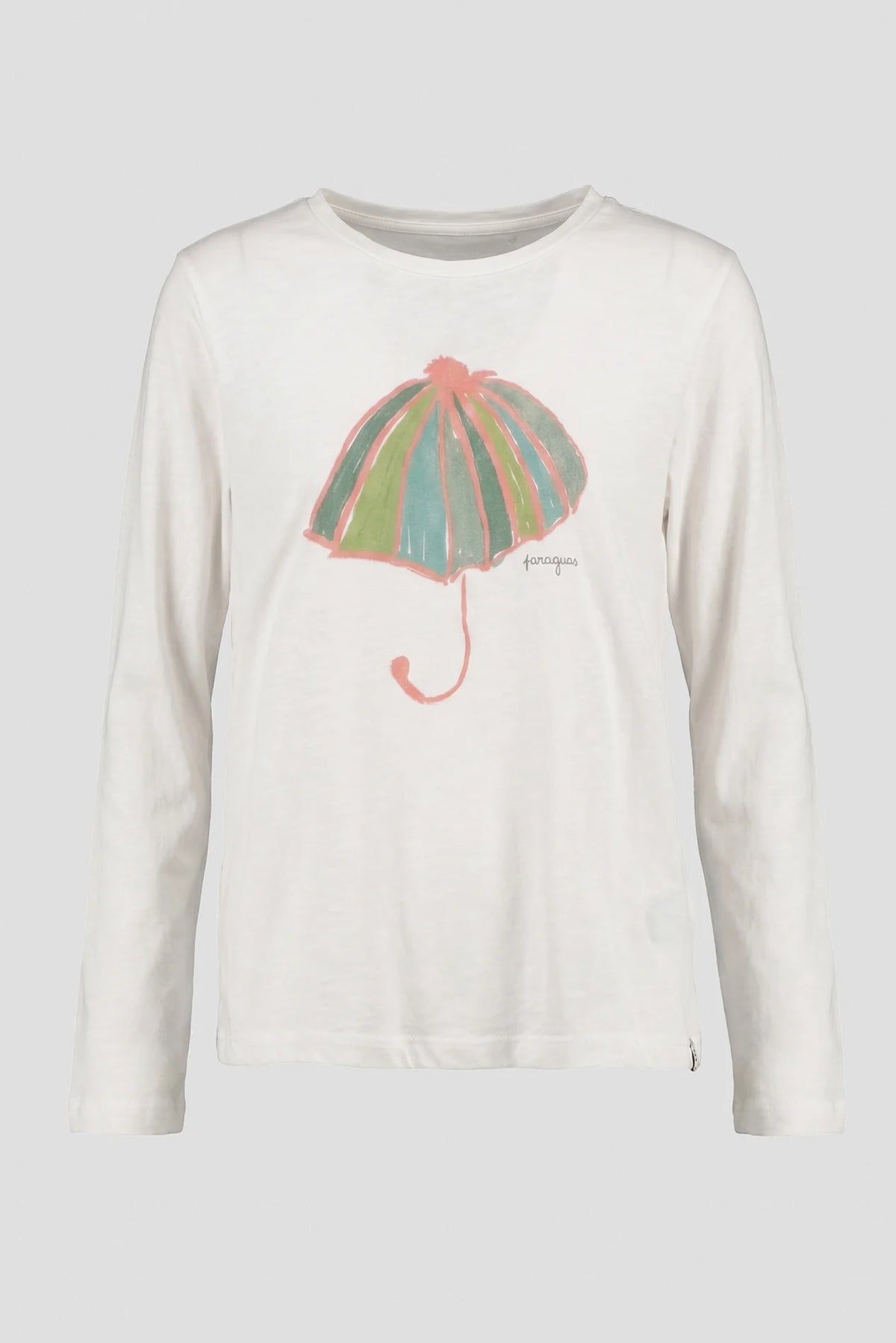 pan femme tee shirt parapluie a manches longues en coton bio blanc et multicolor
