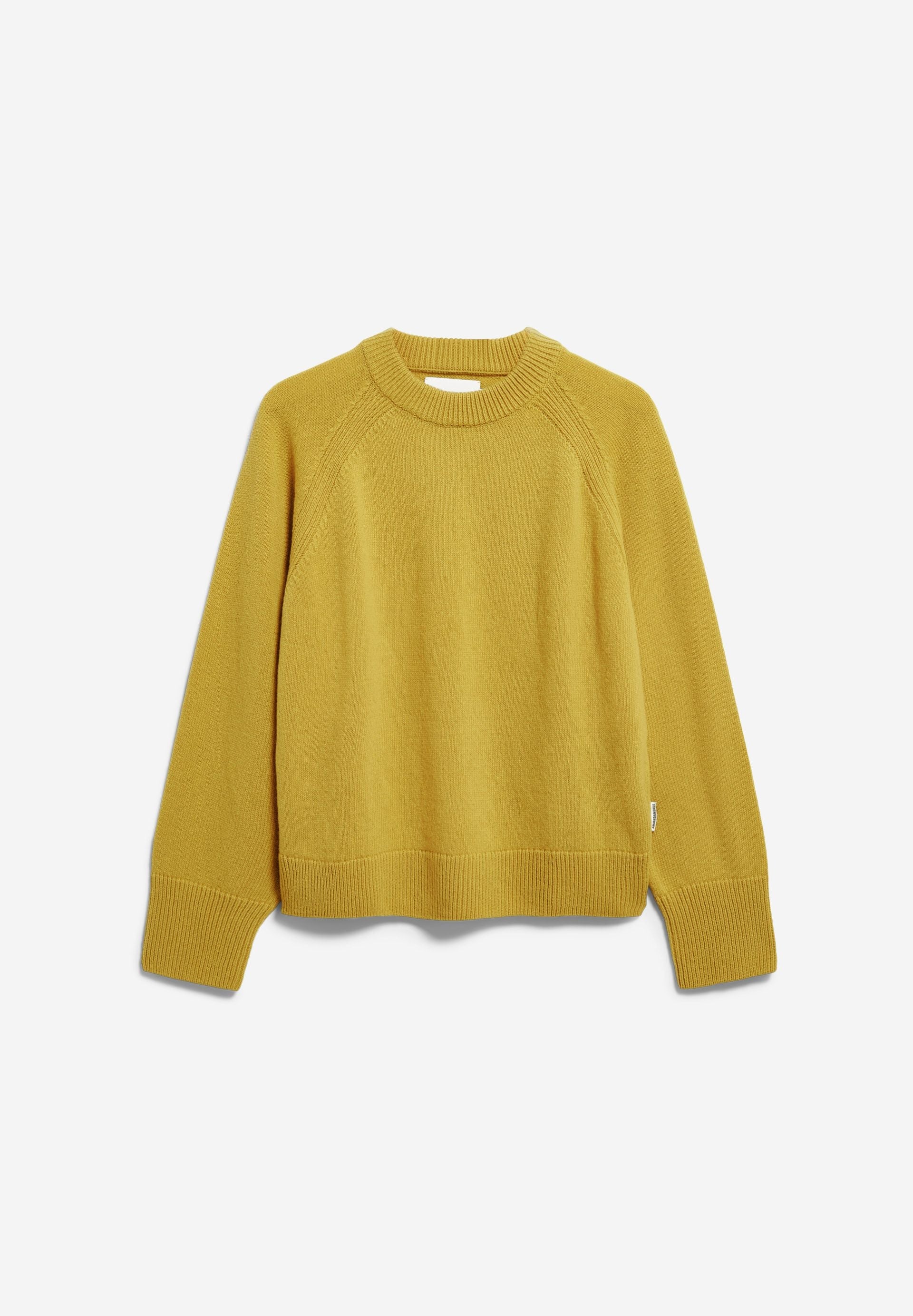 pull en laine recycle et laine bio jaune armedangels femme pull laine recycle laine bio jaune l armoire poethique 1