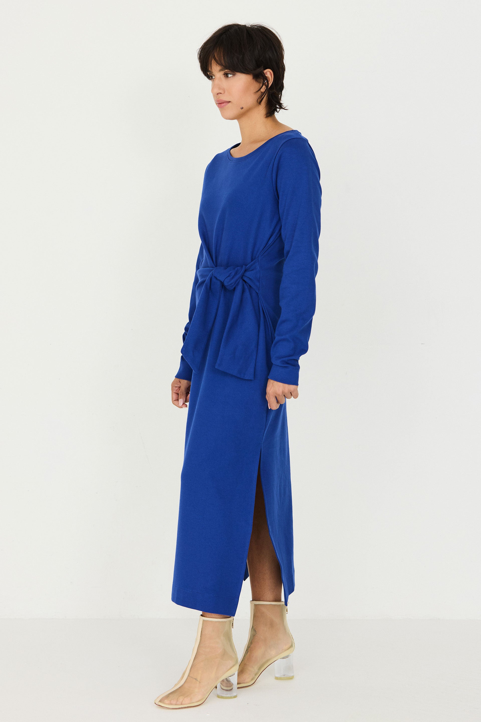 robe longue en coton bio ide bleu skfk femme robe longue noeud ide coton bio bleu l armoire poethique 3