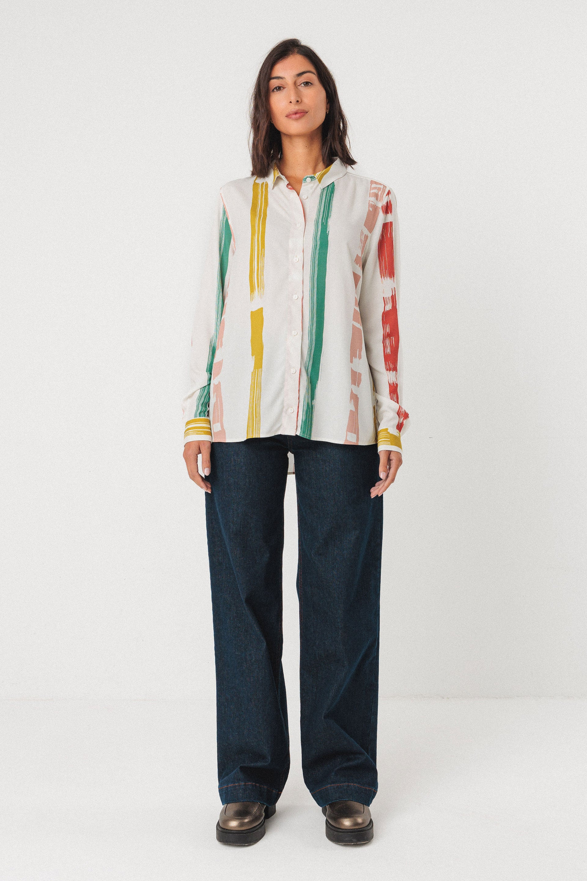 skfk femme blouse asune strokes creme multicolore lenzing ecovero l armoire poethique 2