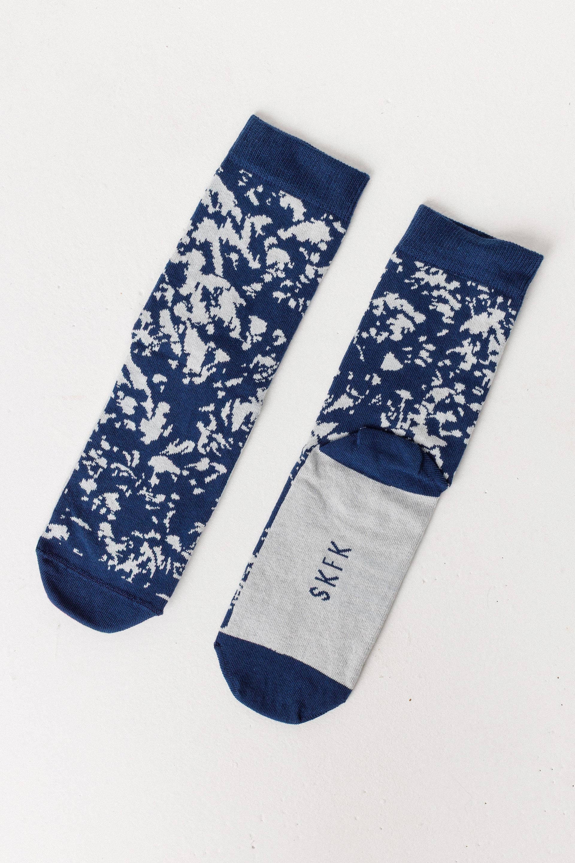 skfk femme chaussette epel bleu marine blanc coton bio l armoire poethique