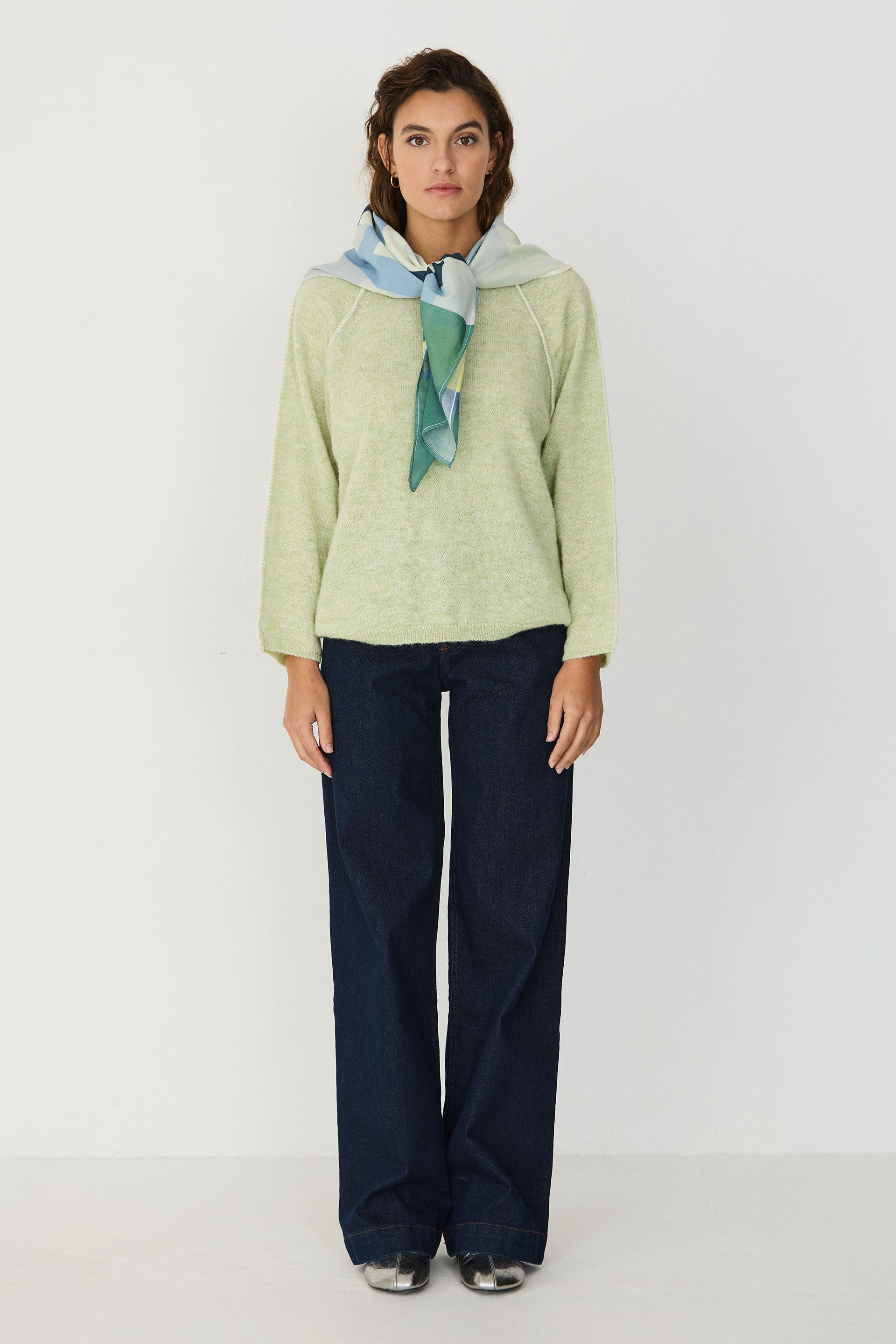 skfk femme foulard irura coton bio bleu clair vert l armoire poethique 3