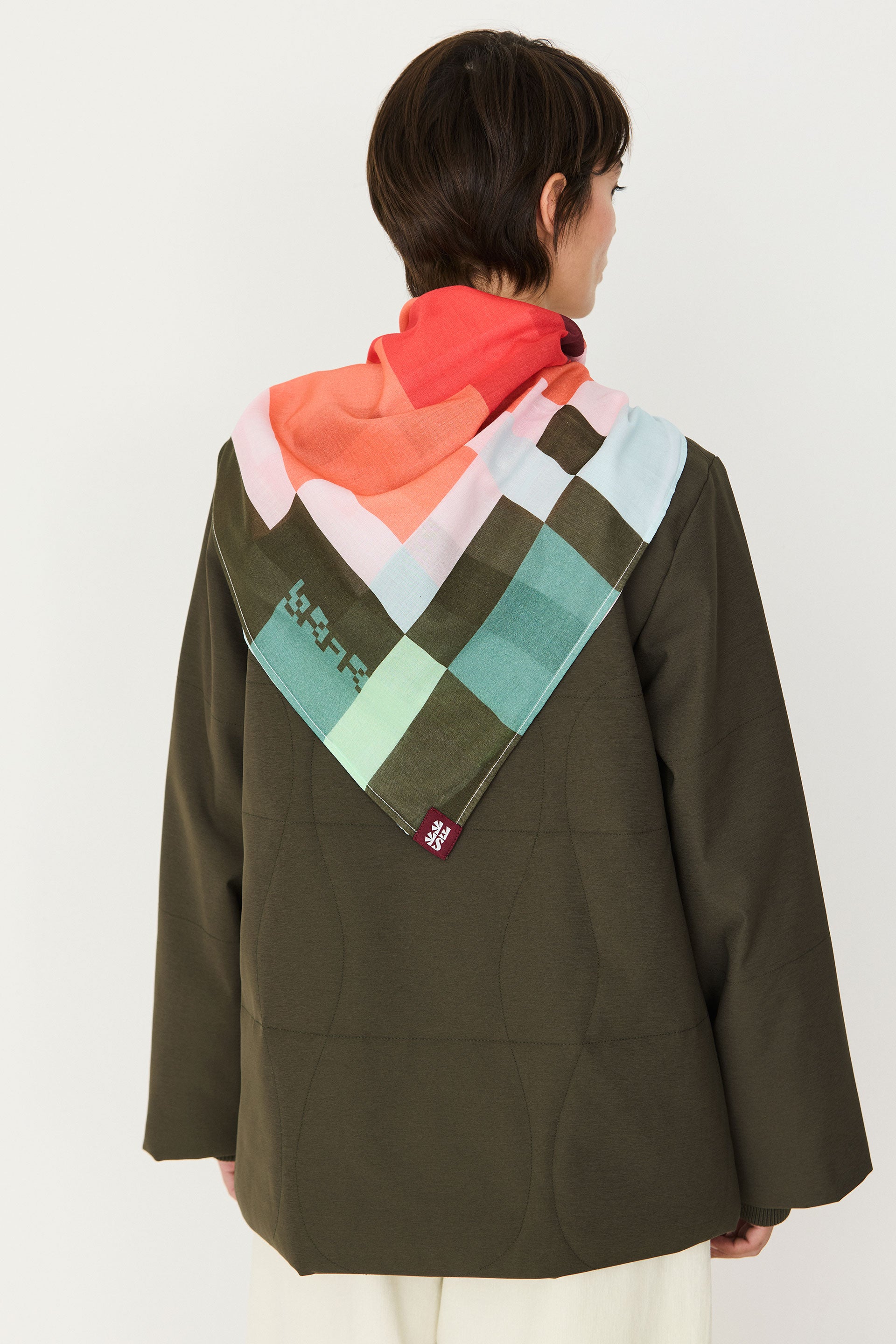 skfk femme foulard irura coton bio orange bleu vert l armoire poethique 2