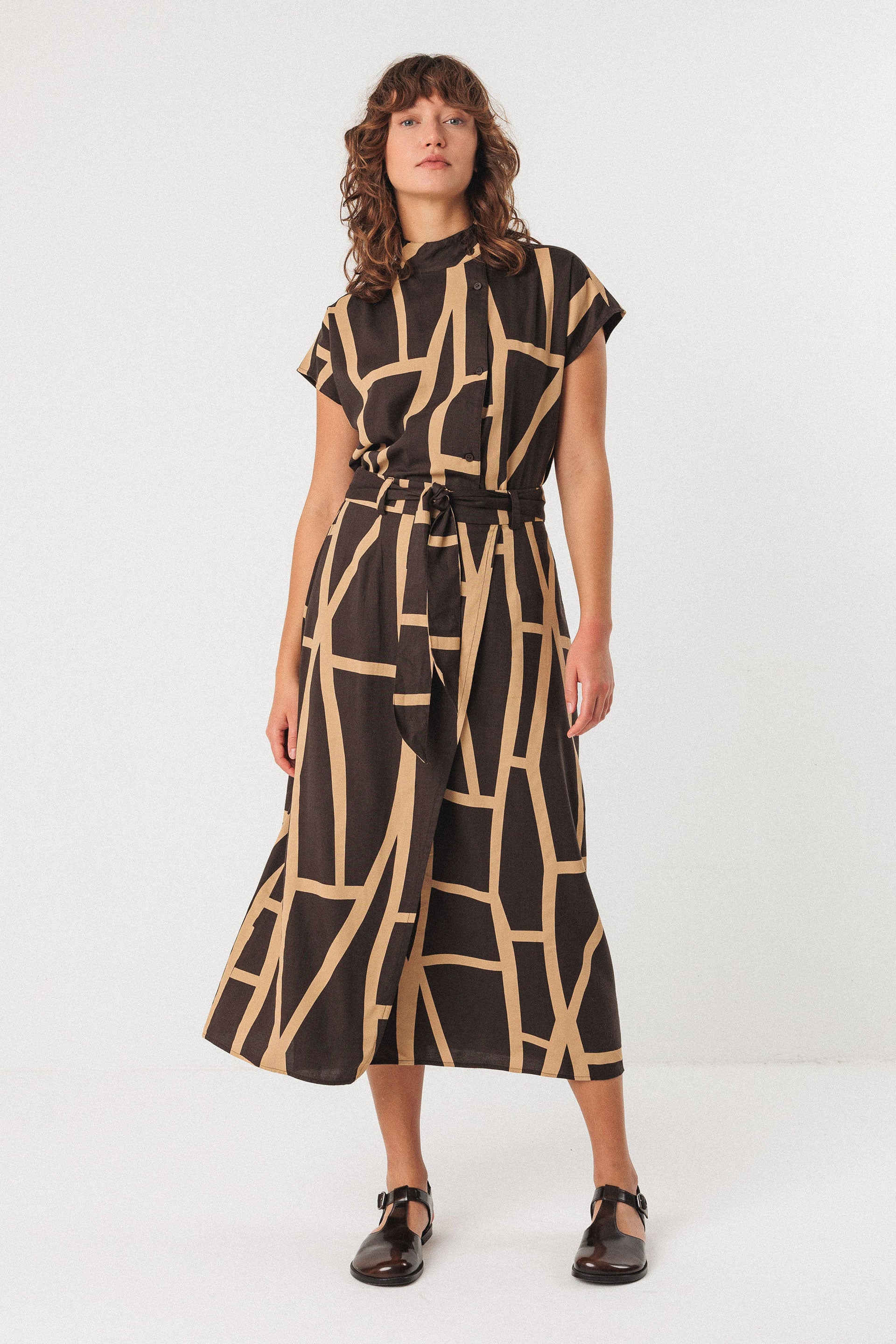 skfk femme jupe longue udane kintsugi coton bio marron beige l armoire poethique 1