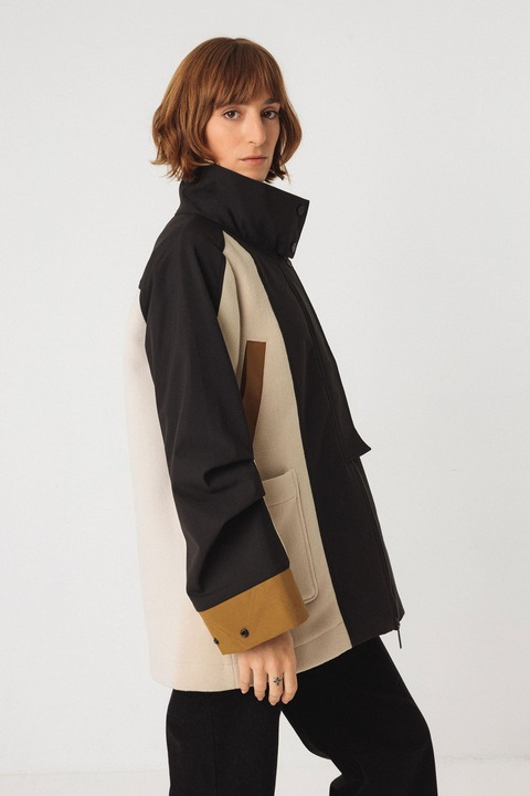 skfk femme manteau kase laine creme noir beige l armoire poethique  2