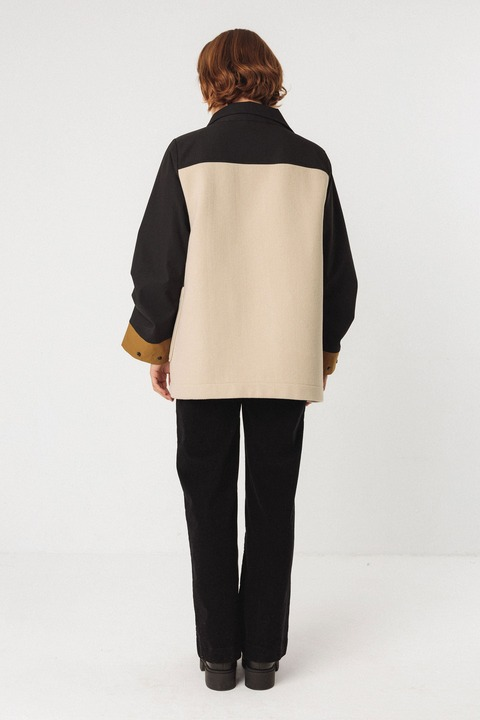 skfk femme manteau kase laine creme noir beige l armoire poethique  3