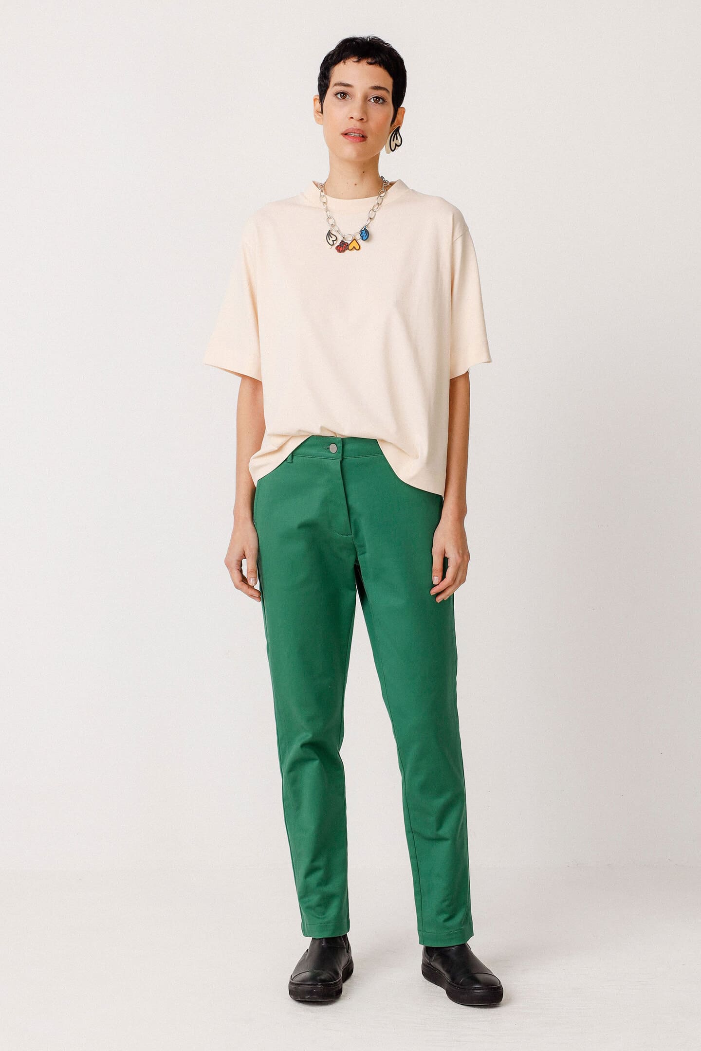 skfk femme pantalon ekora vert basilic coton bio l armoire poethique  2