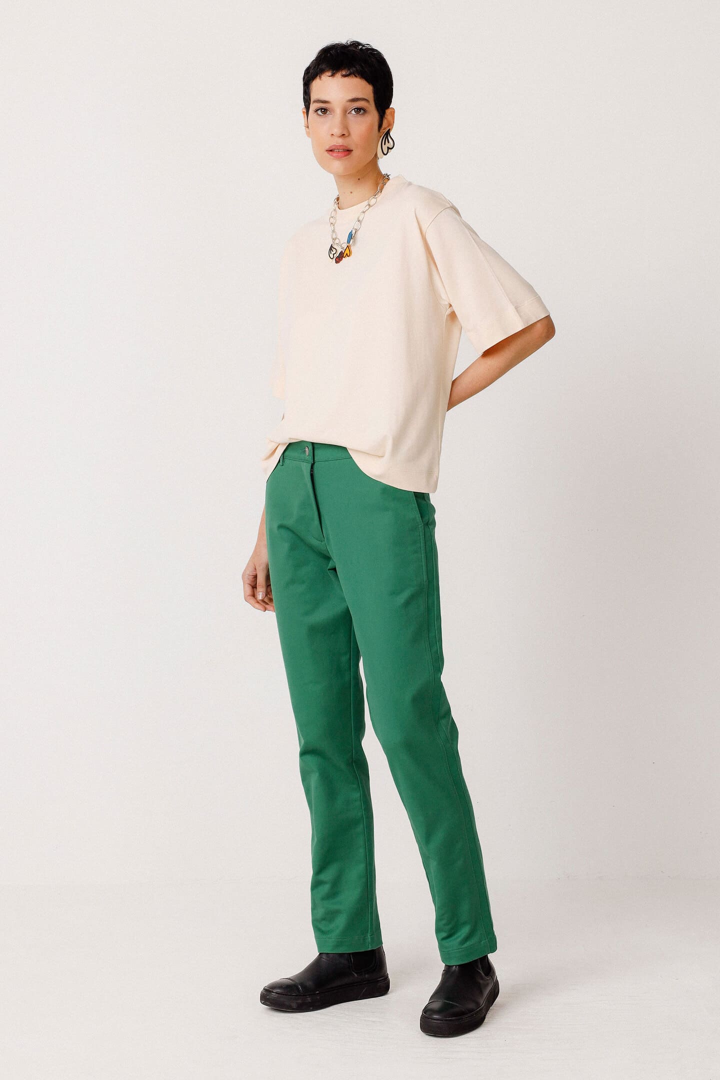 skfk femme pantalon ekora vert basilic coton bio l armoire poethique  3