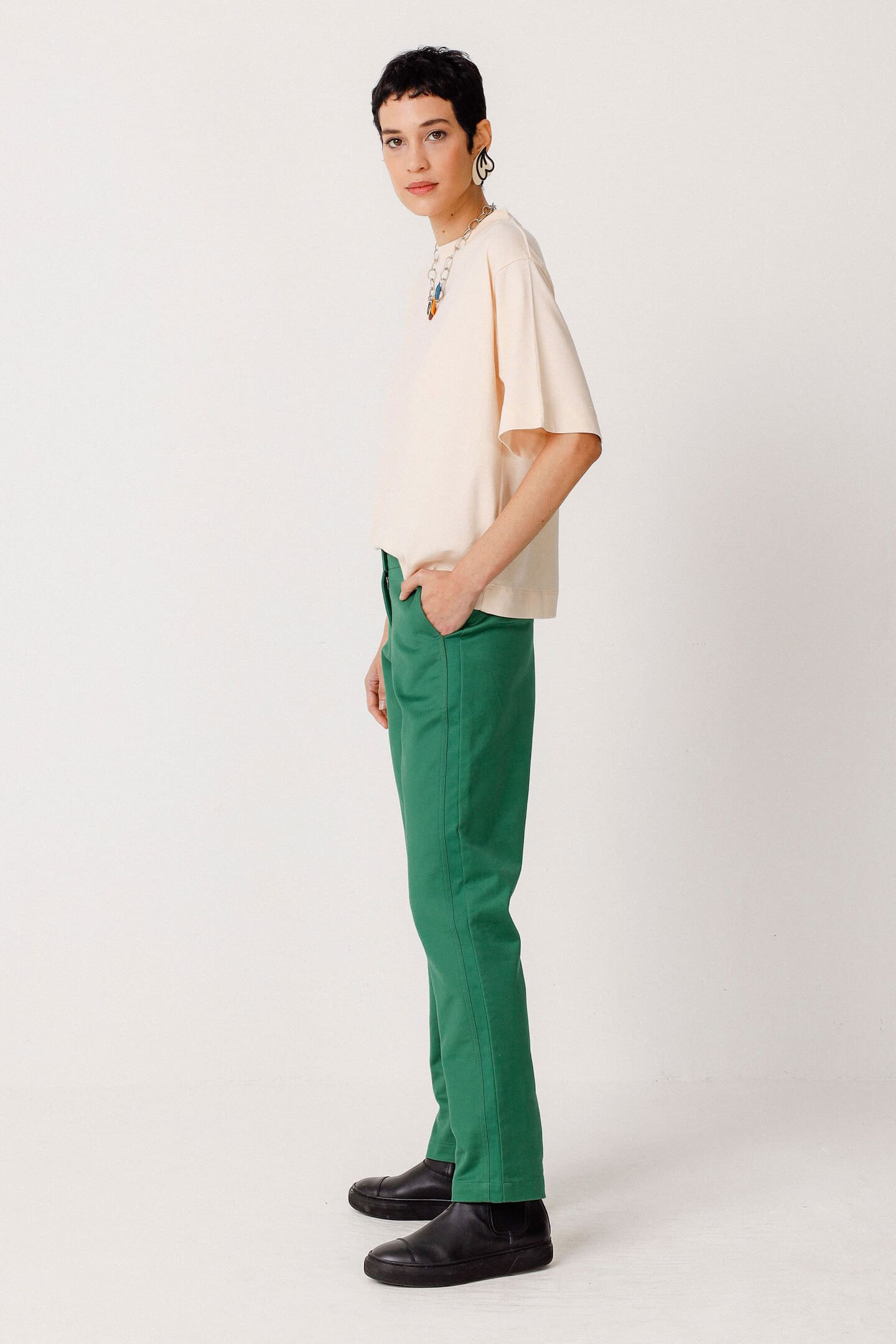 skfk femme pantalon ekora vert basilic coton bio l armoire poethique  4