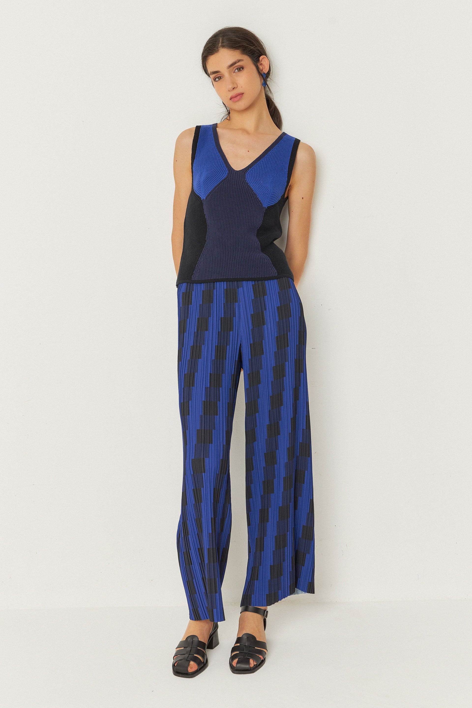 Pantalon en polyester recyclé izate gallard · bleu et noir