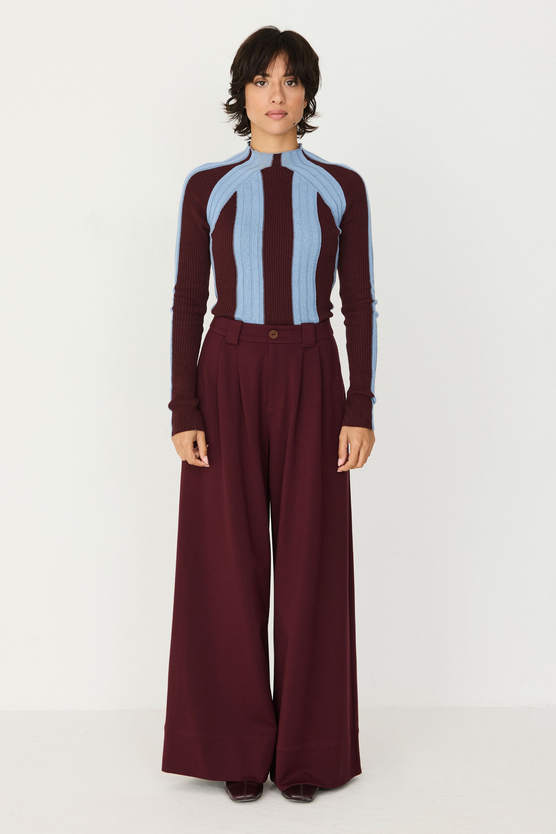 skfk femme pantalon large nia tencel modal bordeaux l armoire poethique 1