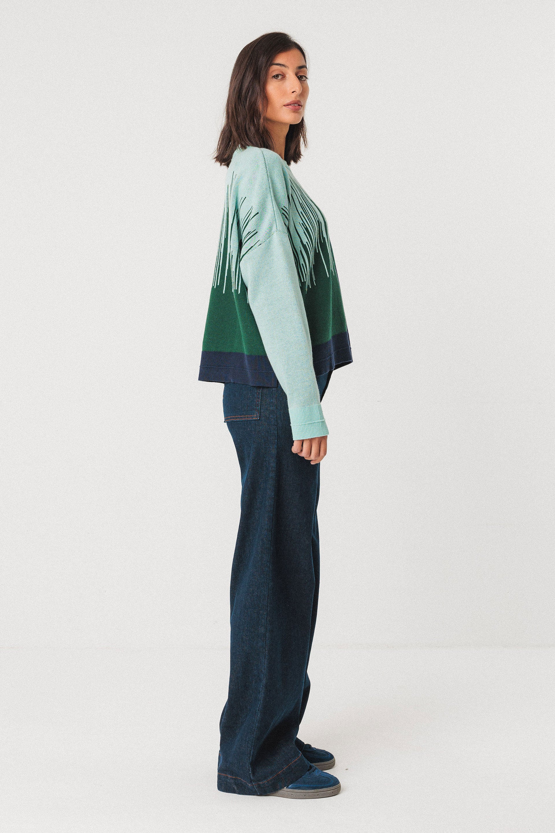 skfk femme pull ismene camo coton bio bleu vert l armoire poethique 2