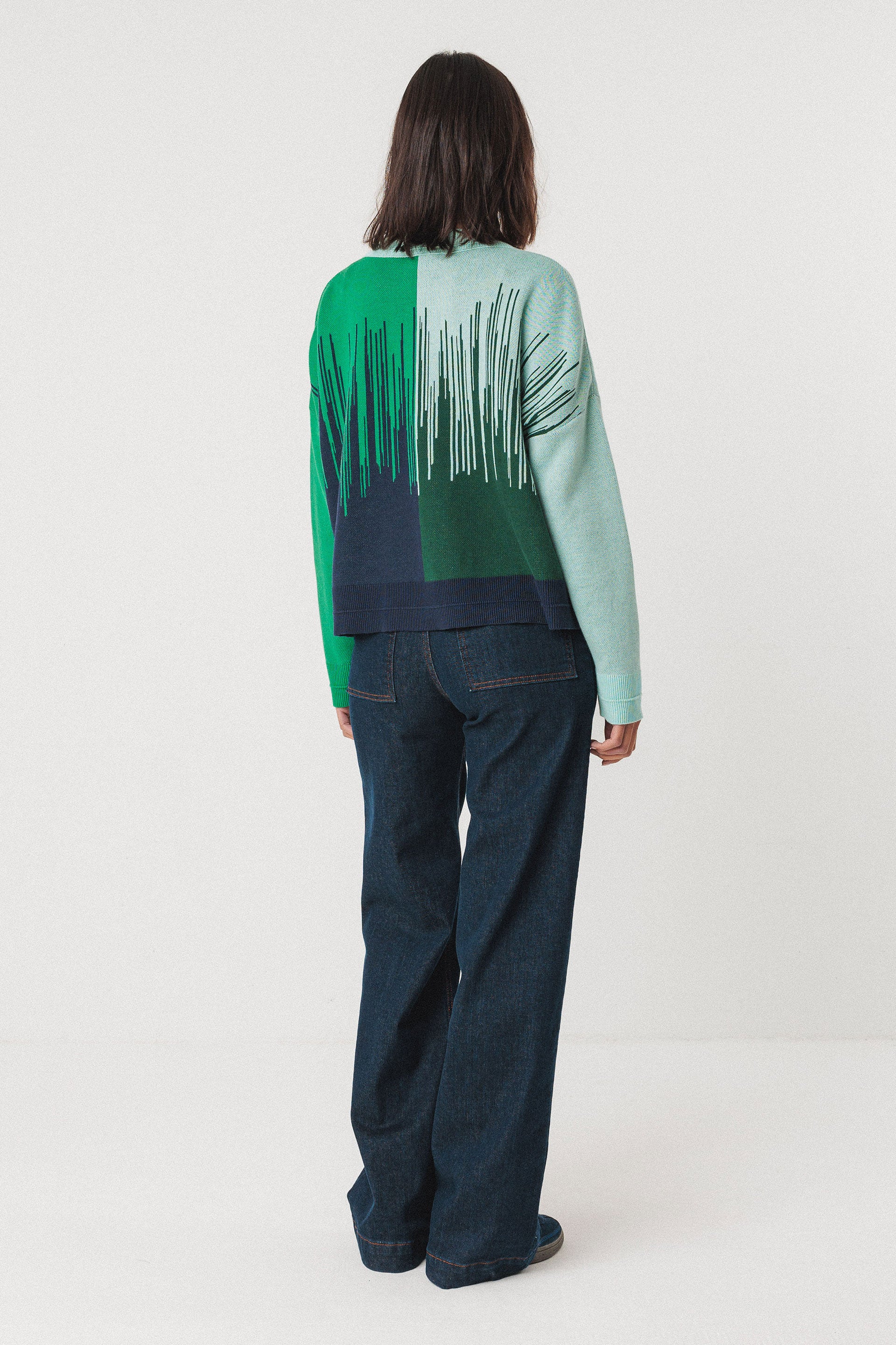 skfk femme pull ismene camo coton bio bleu vert l armoire poethique 3