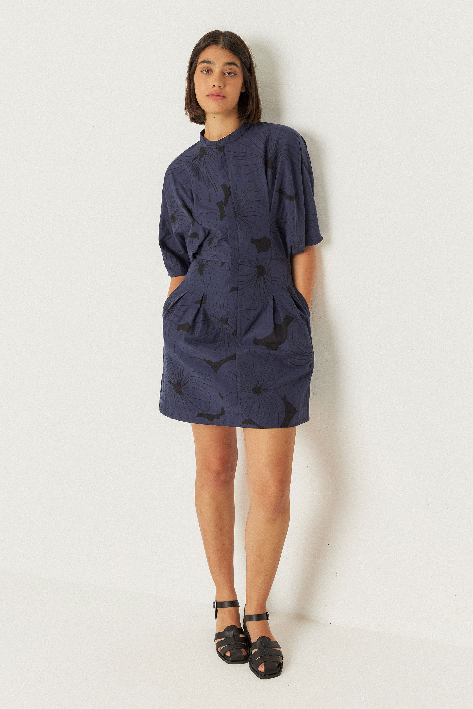 skfk femme robe hebe kokomo drops bleu coton bio polyester l armoire poethique  2