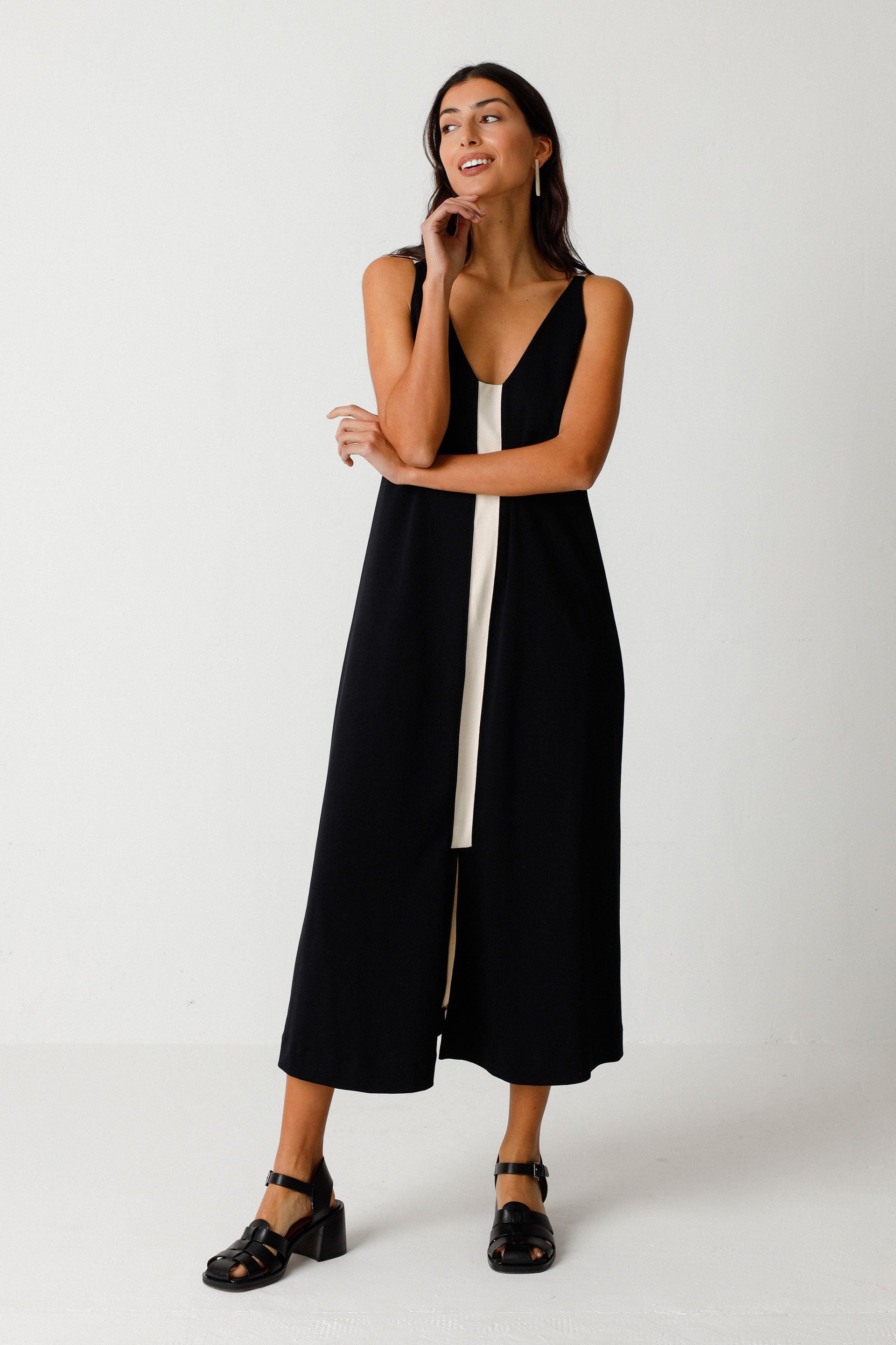 skfk femme robe zaine noir blanc coton bio l armoire poethique  1