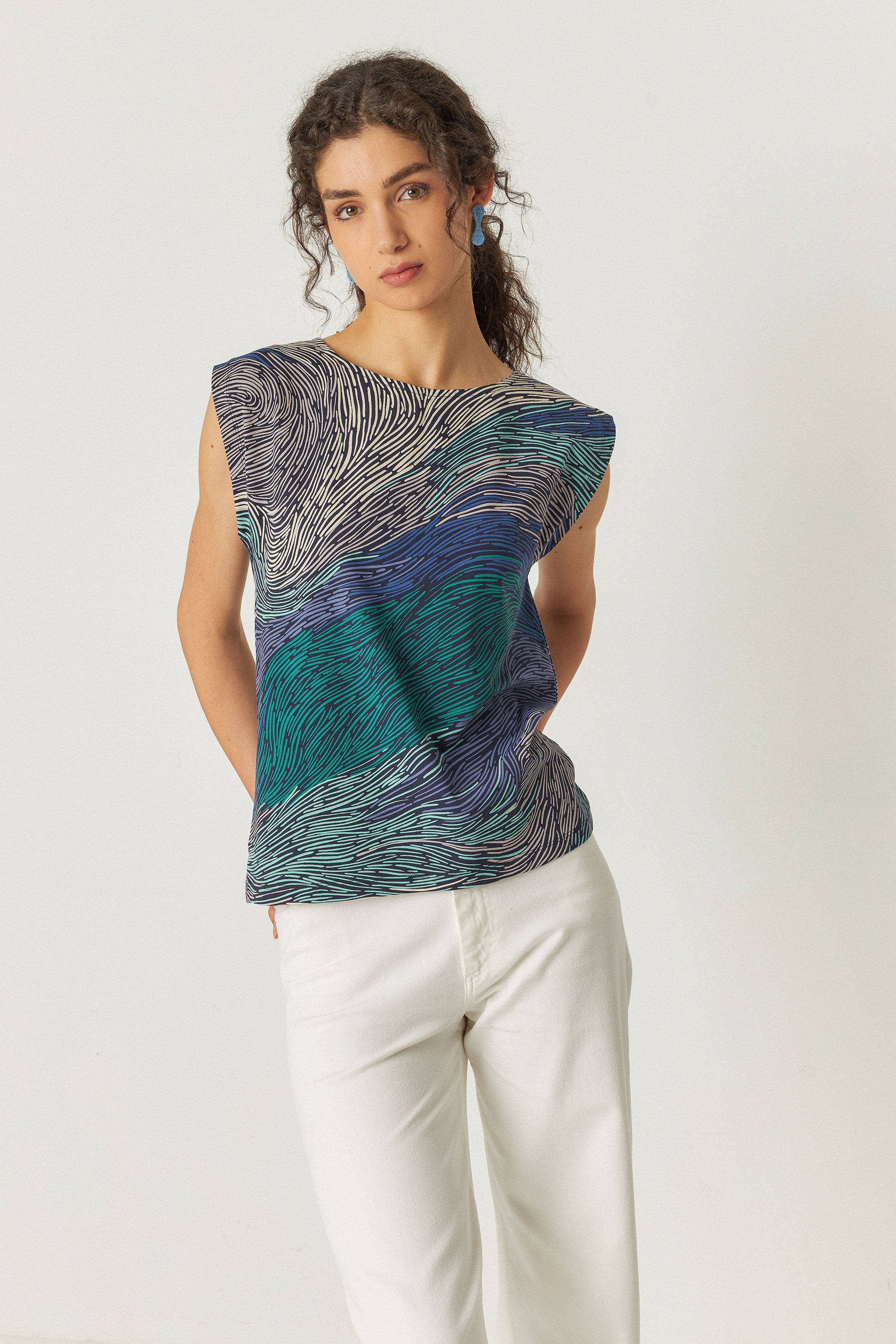 skfk femme t shirt marixol stream bleu coton bio l armoire poethique  1